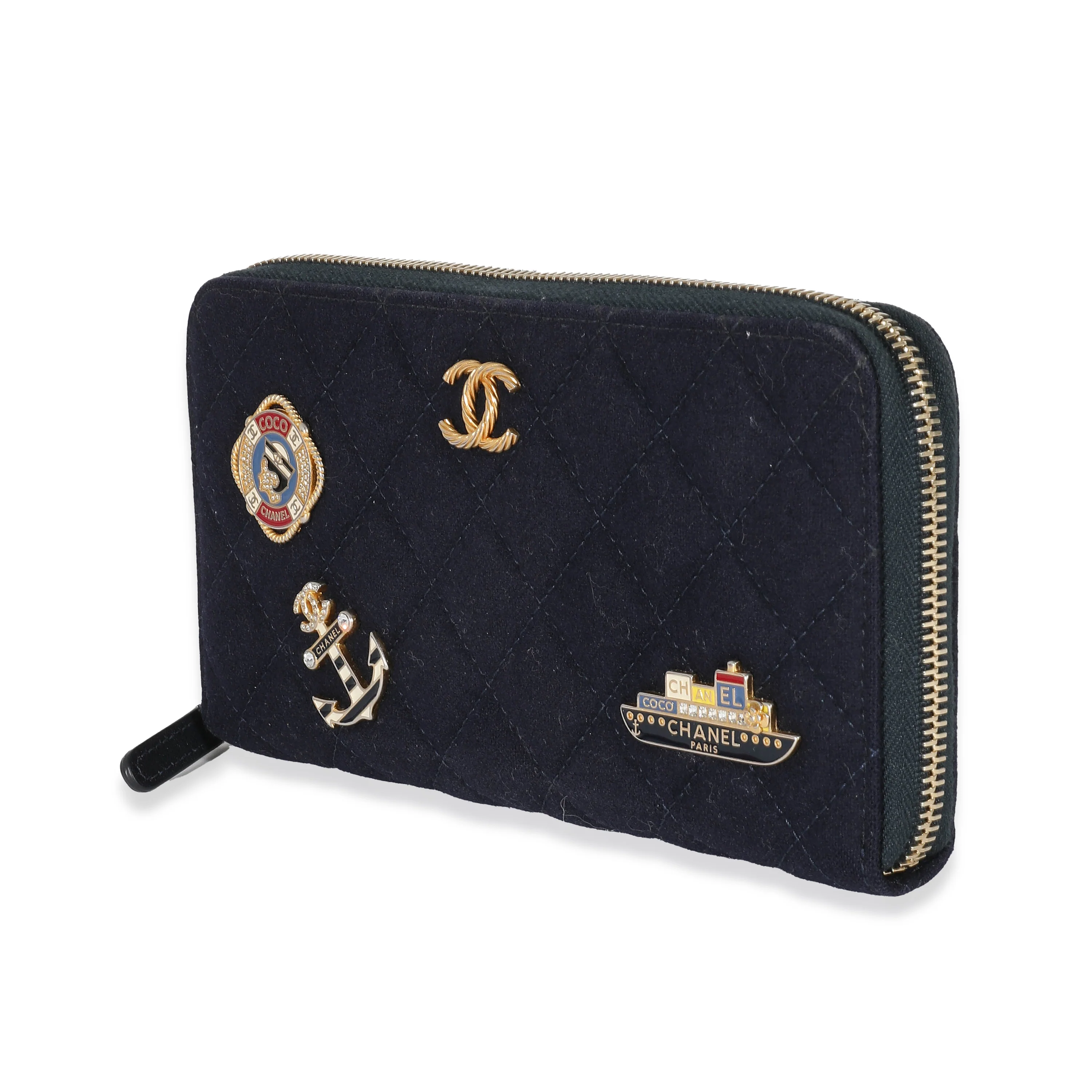 Chanel 18A Navy Fabric Charming Long Continental Zip Wallet - Image 2