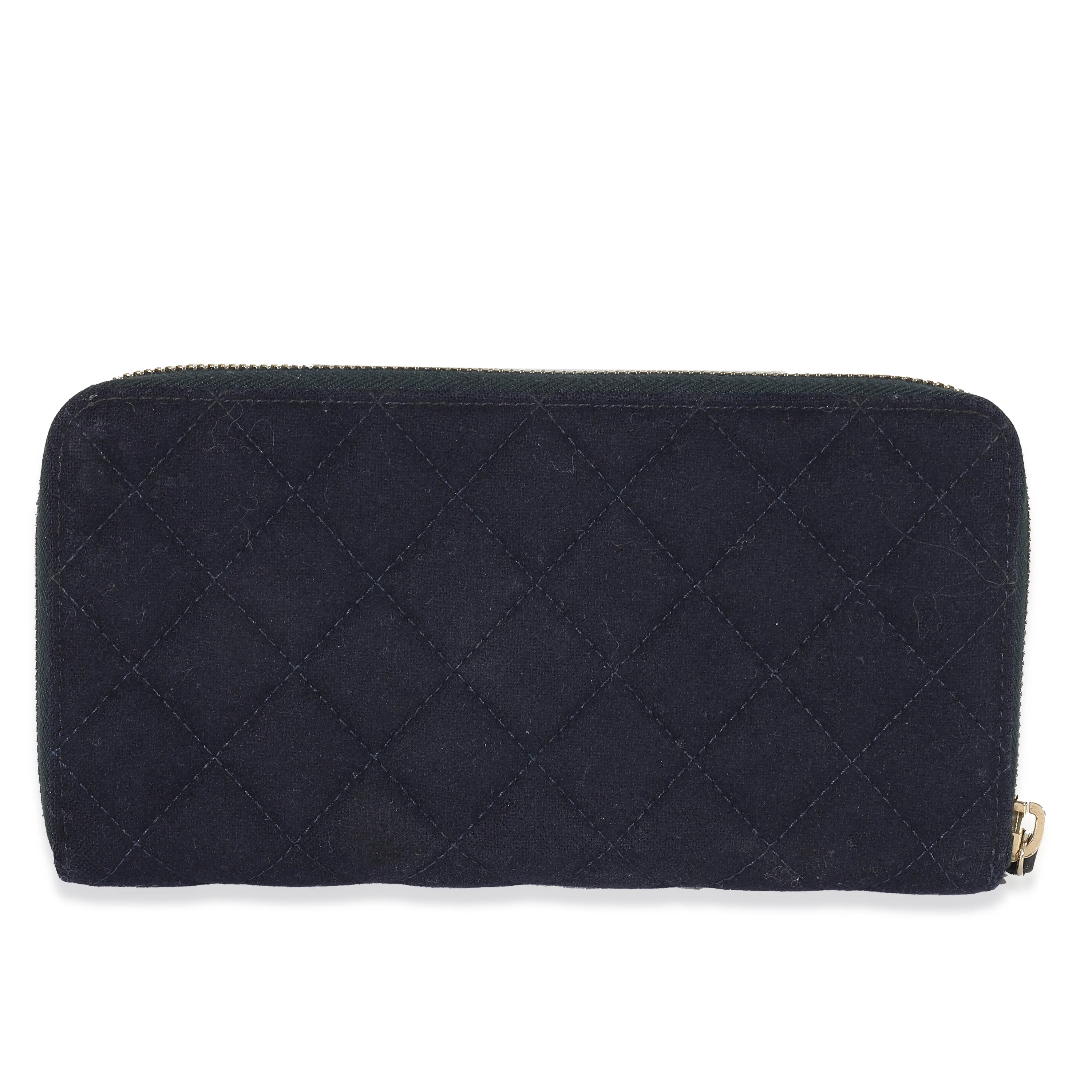 Chanel 18A Navy Fabric Charming Long Continental Zip Wallet - Image 3