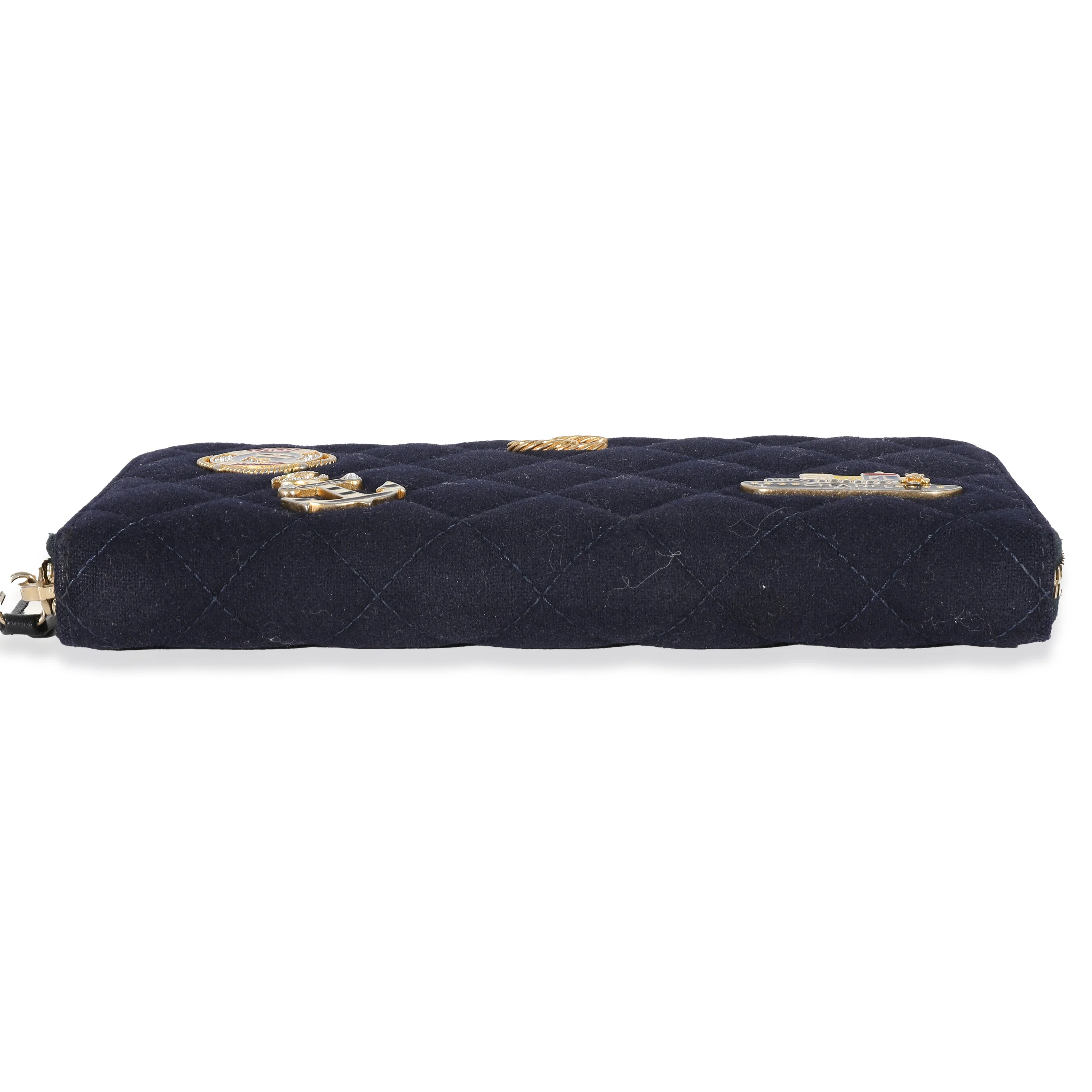 Chanel 18A Navy Fabric Charming Long Continental Zip Wallet - Image 5
