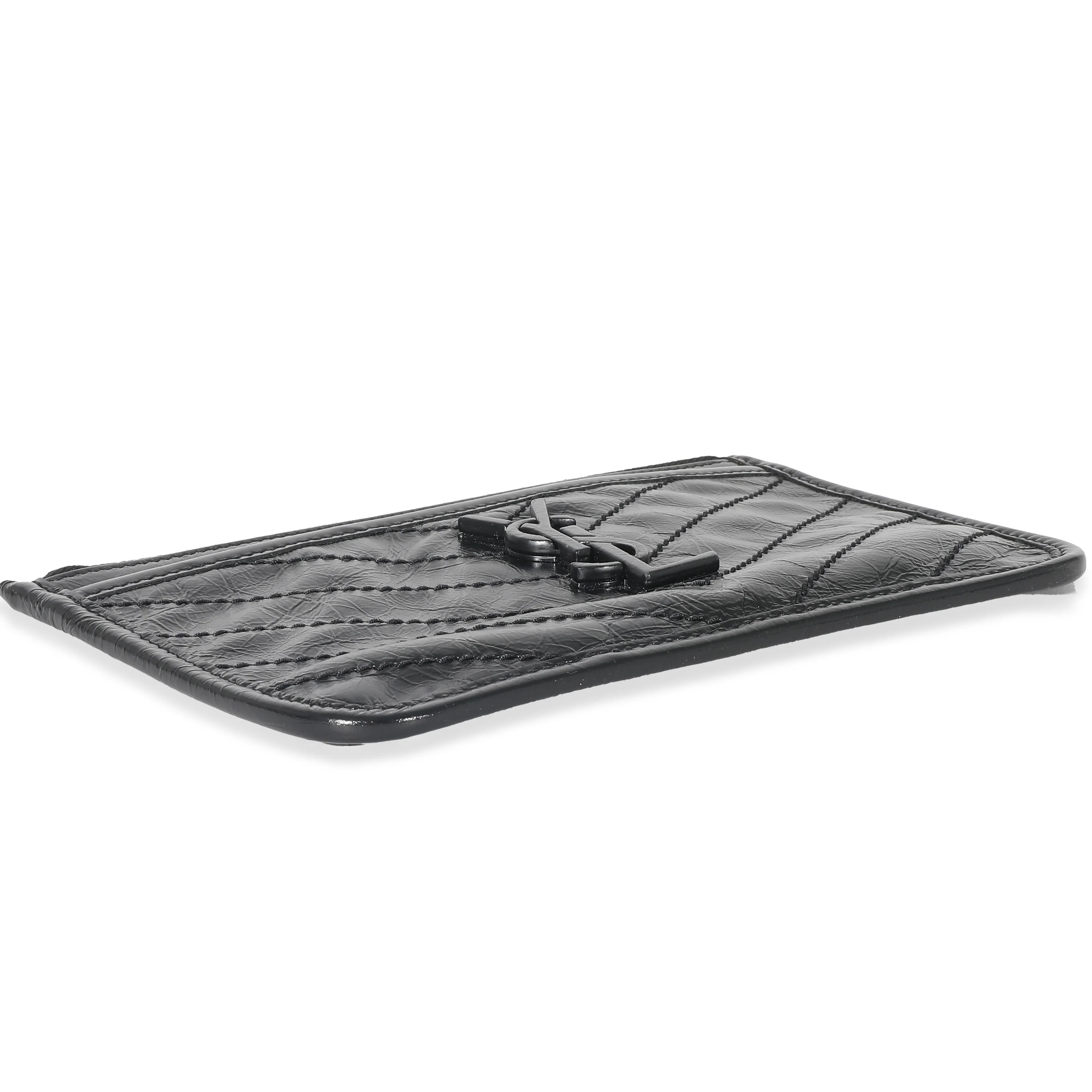 Saint Laurent Black Crinkled Calfskin Matelasse Niki Bill Pouch - Image 5