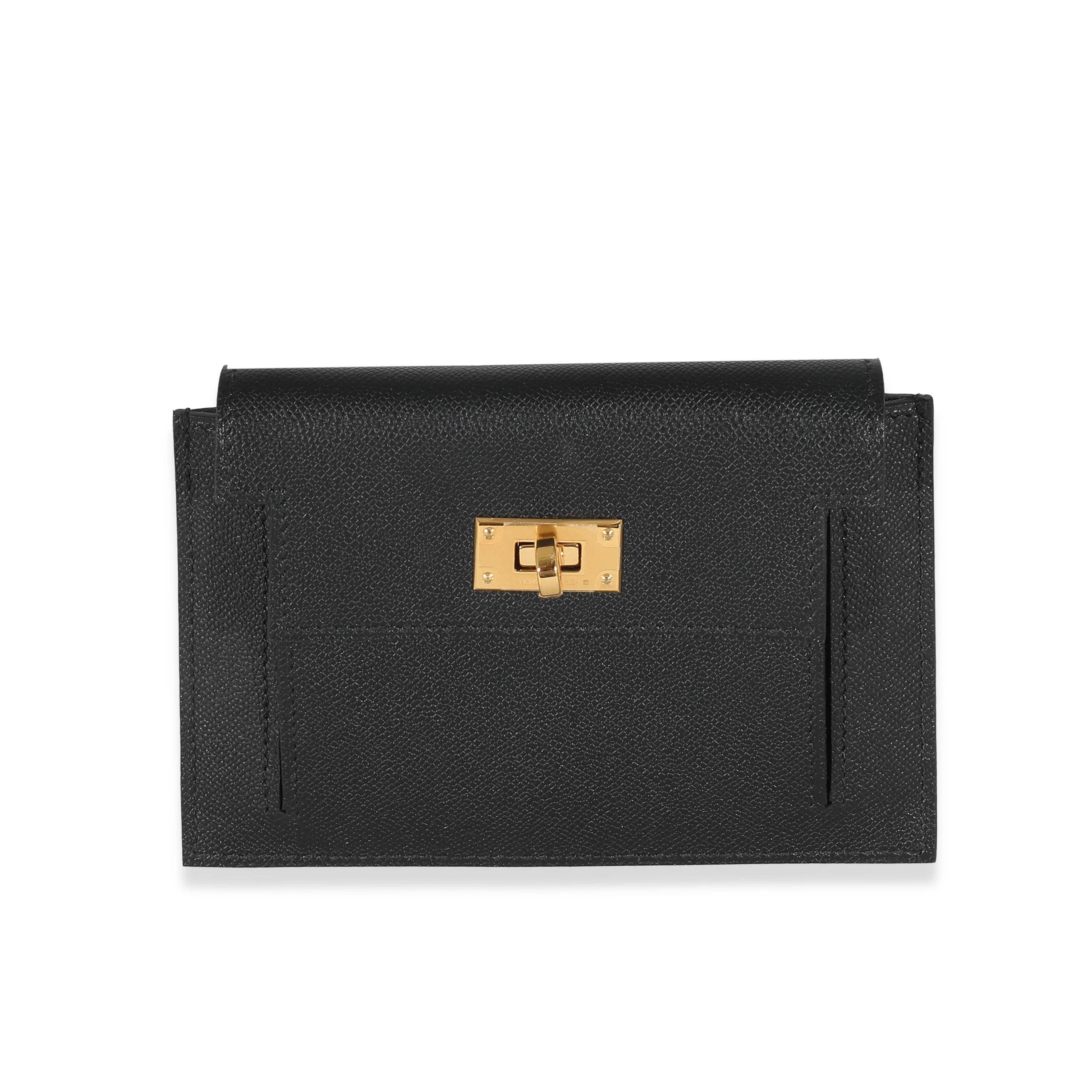 Hermès Black Epsom Kelly Pocket Compact Wallet