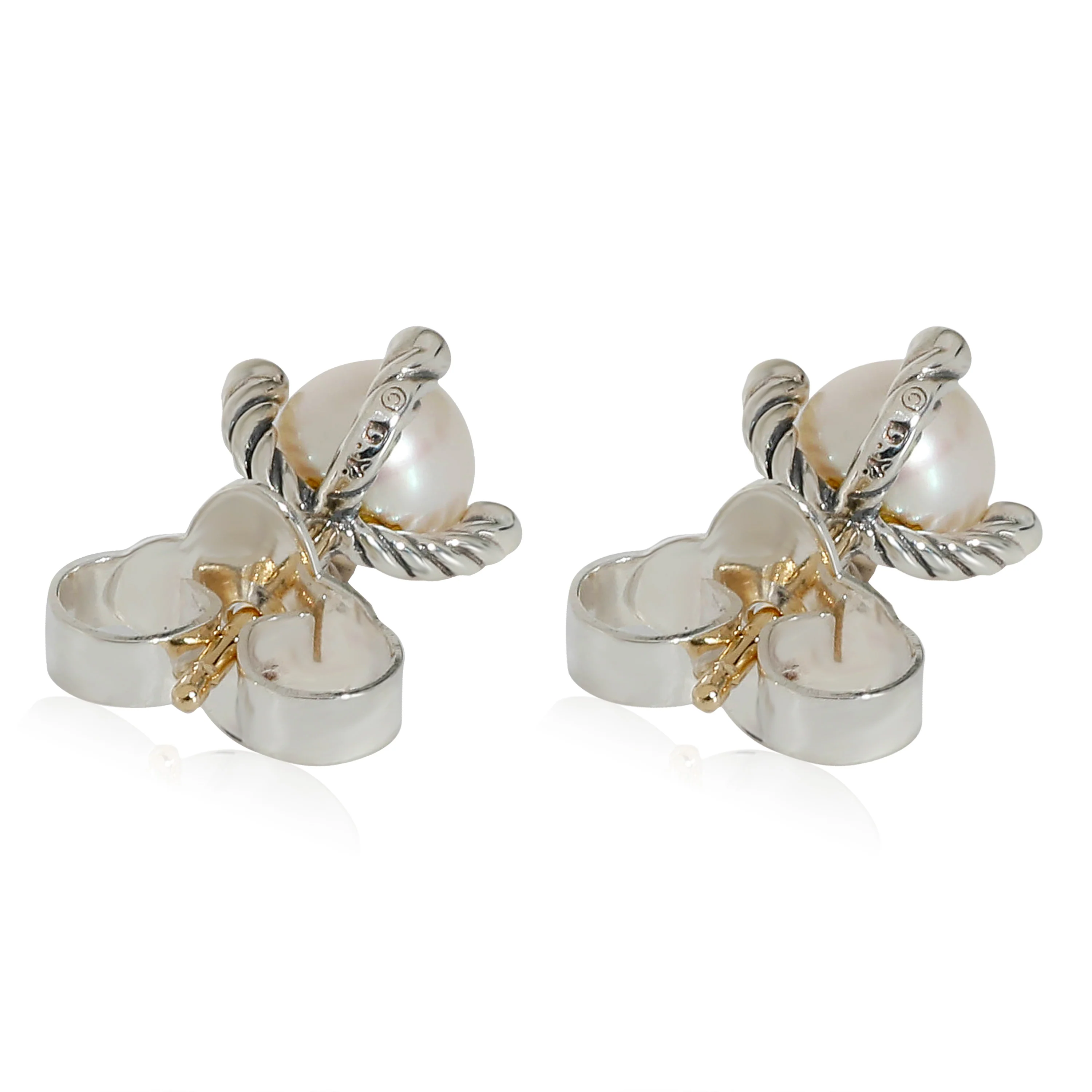 David Yurman Cable Collection Pearl Earrings in Sterling Silver 0.03 CTW - Image 4