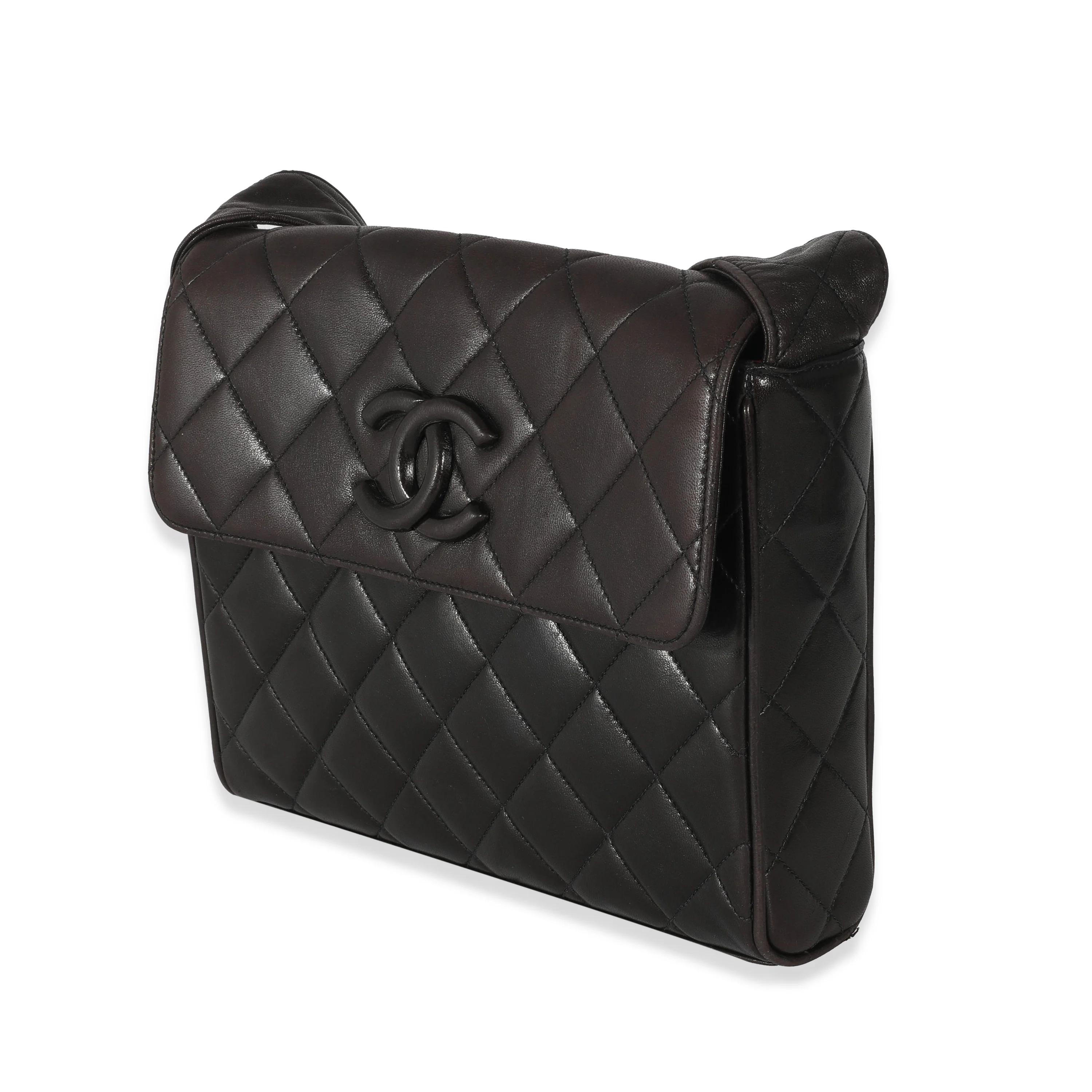 Chanel Vintage Brown Quilted Lambskin CC Messenger - Image 2