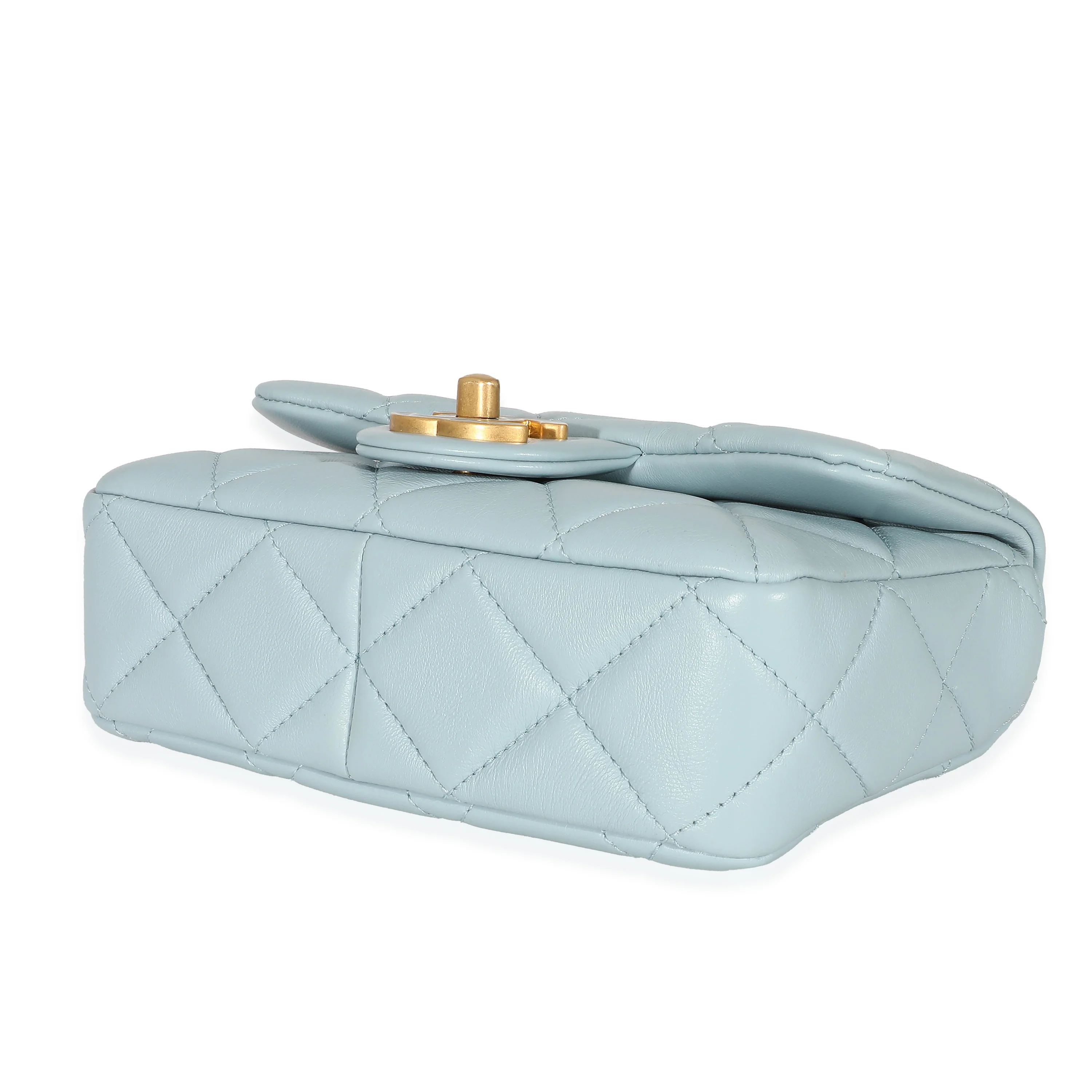 Chanel 22P Blue Lambskin Enamel Mini Pending Square Flap Bag - Image 6
