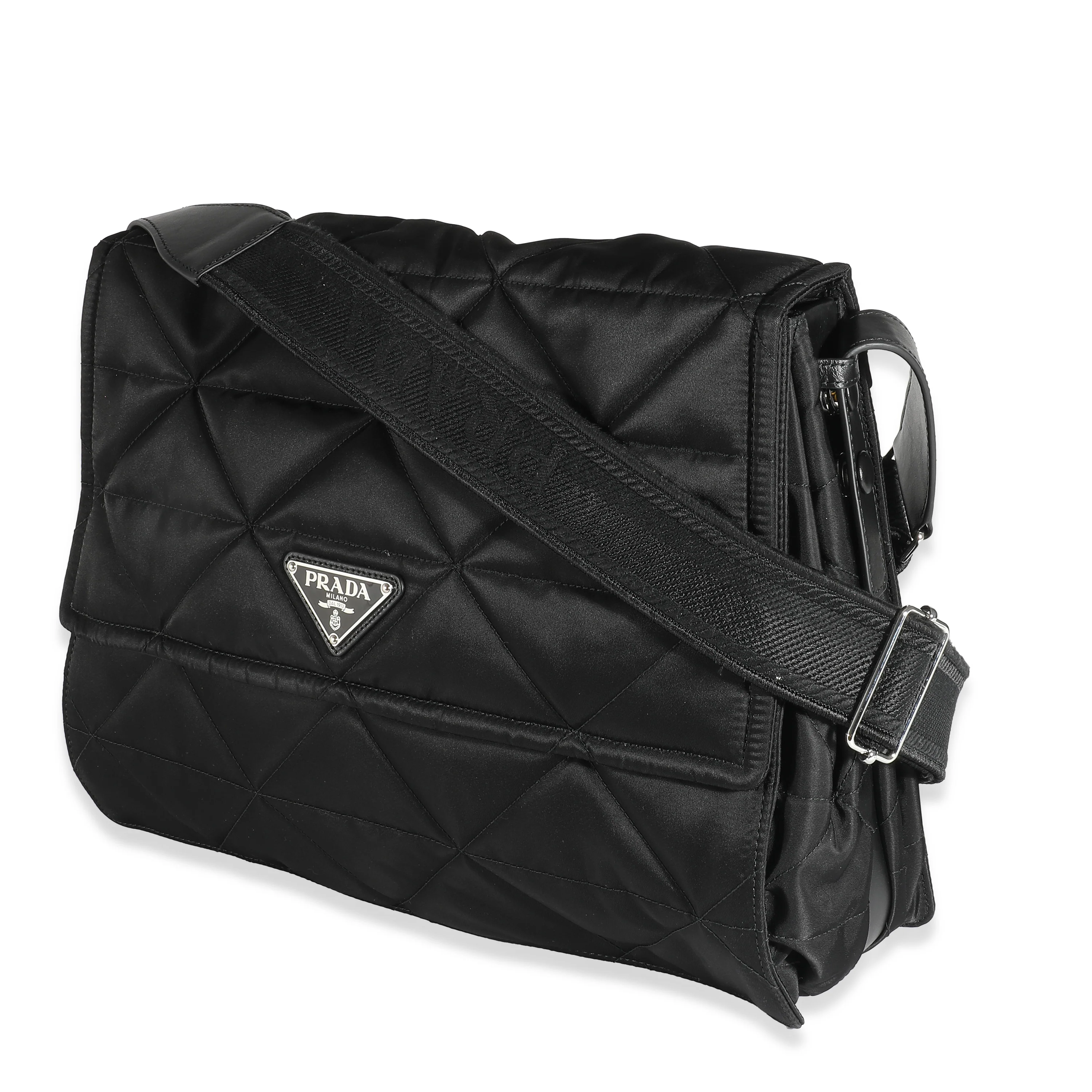 Prada Black Re-Nylon Logo Plaque Messenger - Image 2