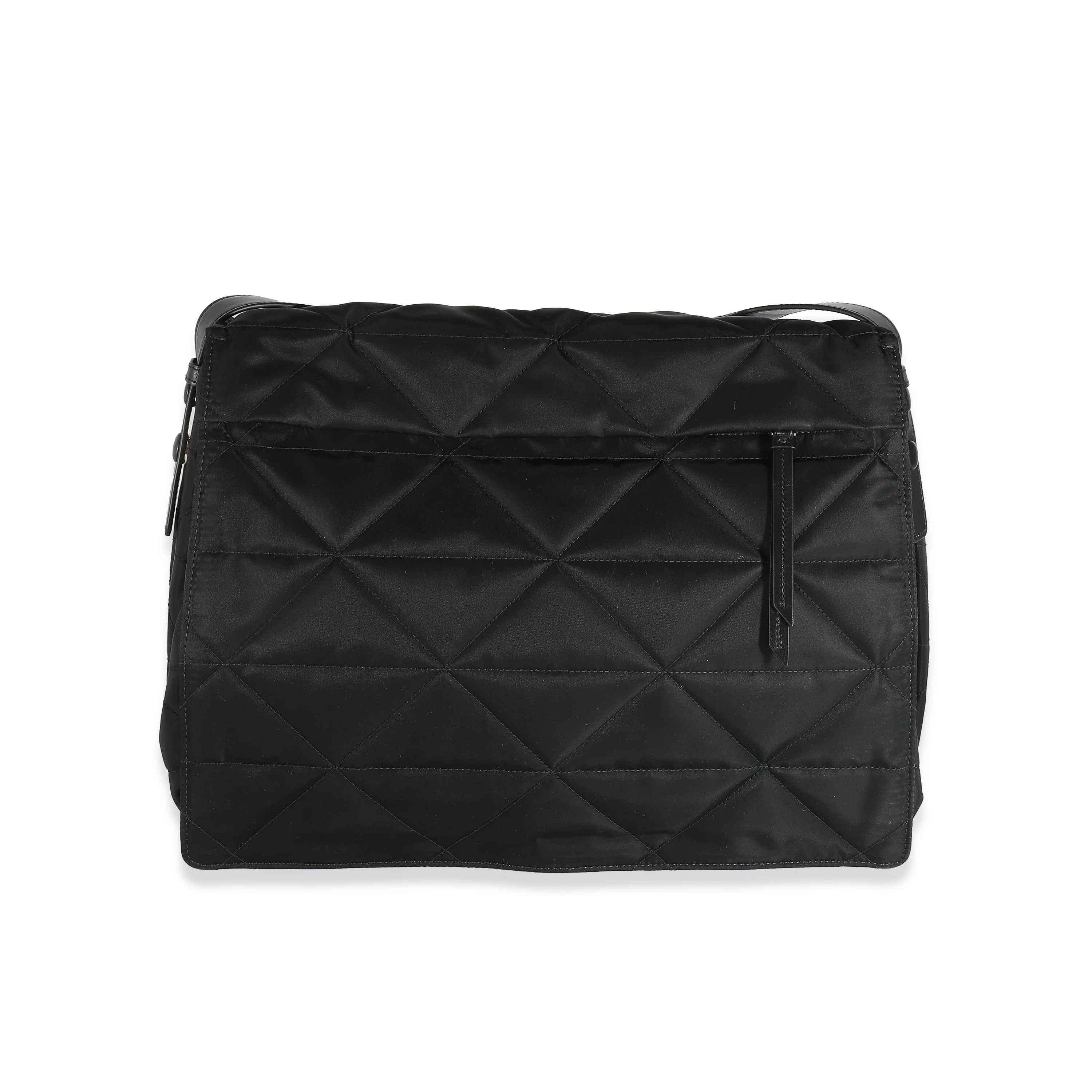 Prada Black Re-Nylon Logo Plaque Messenger - Image 8
