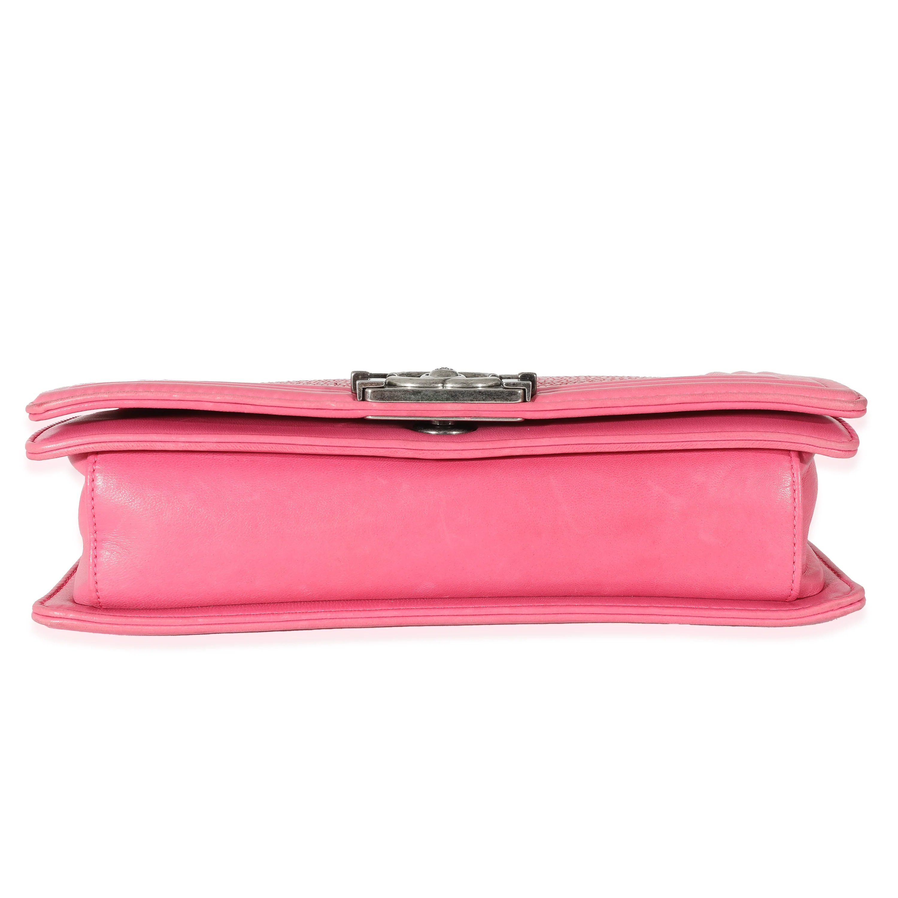Chanel Pink Lambskin Galuchat Stingray Medium Boy Bag - Image 4