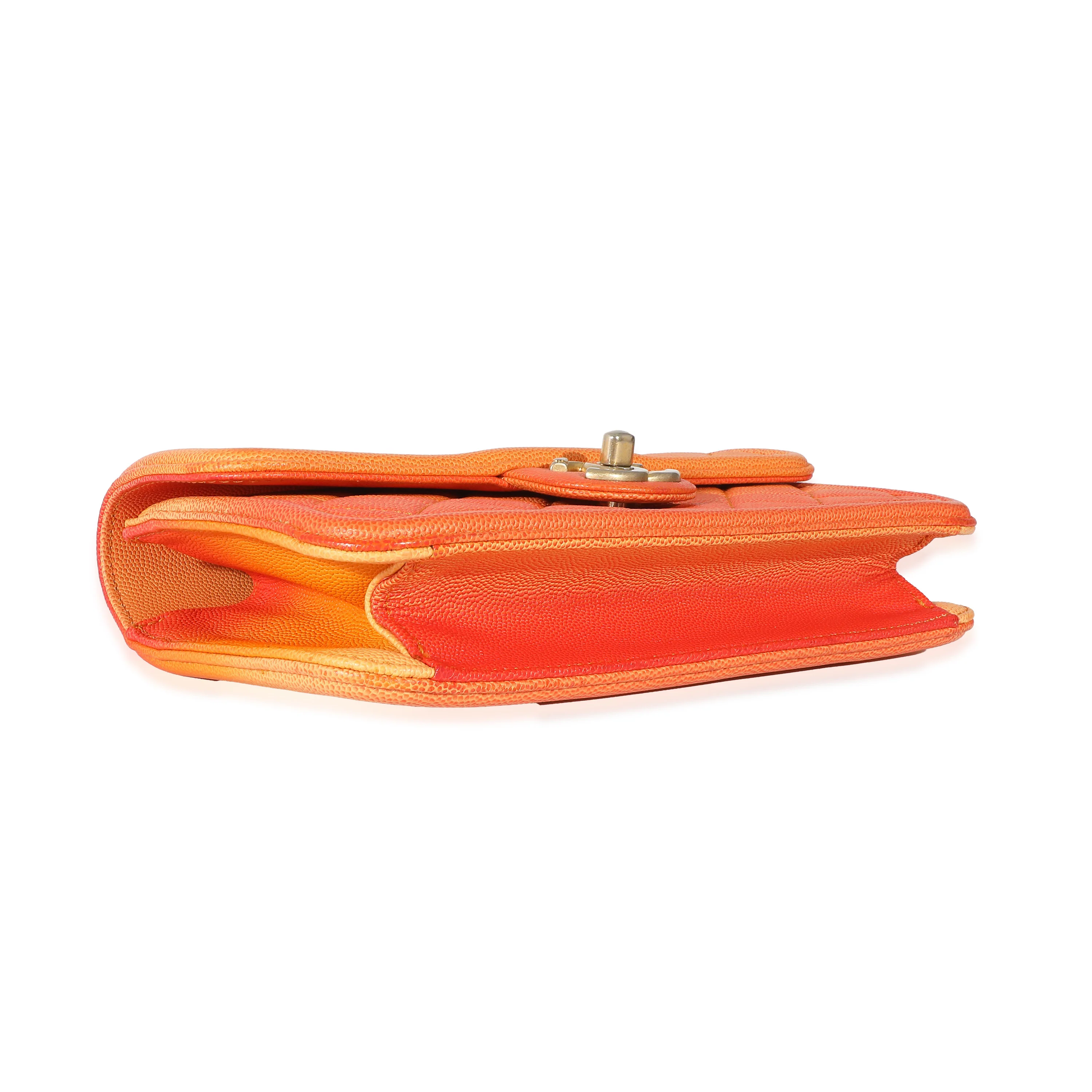 Chanel Orange Quilted Caviar Small Sunset On The Sea Flap Bag - Image 5
