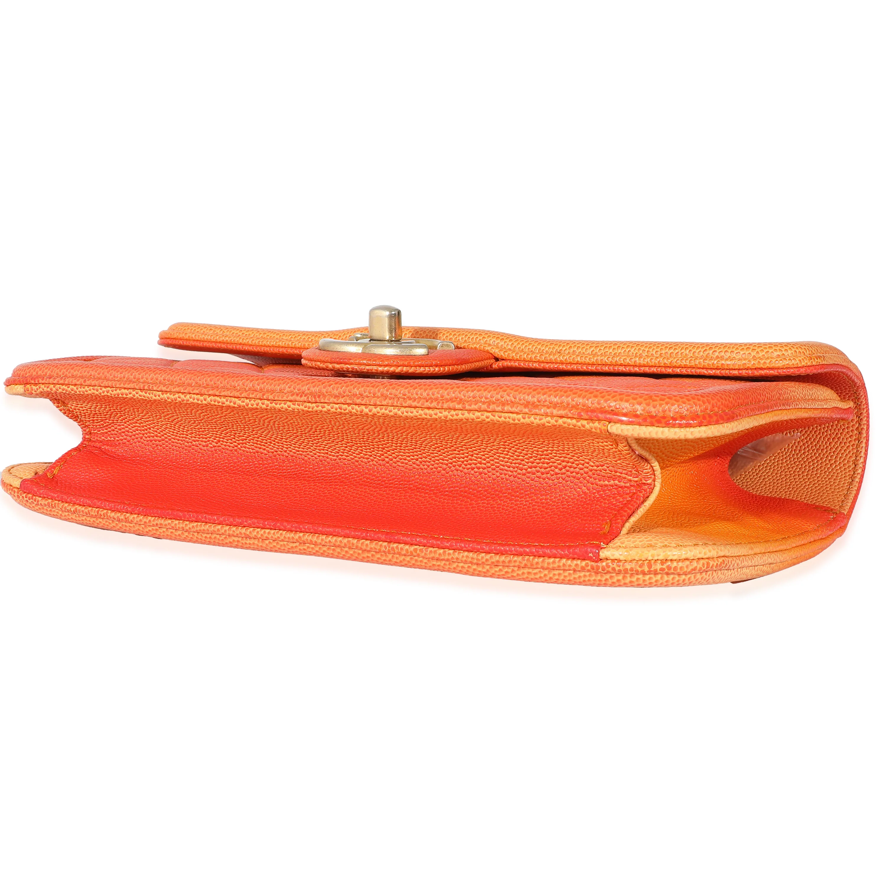 Chanel Orange Quilted Caviar Small Sunset On The Sea Flap Bag - Image 6