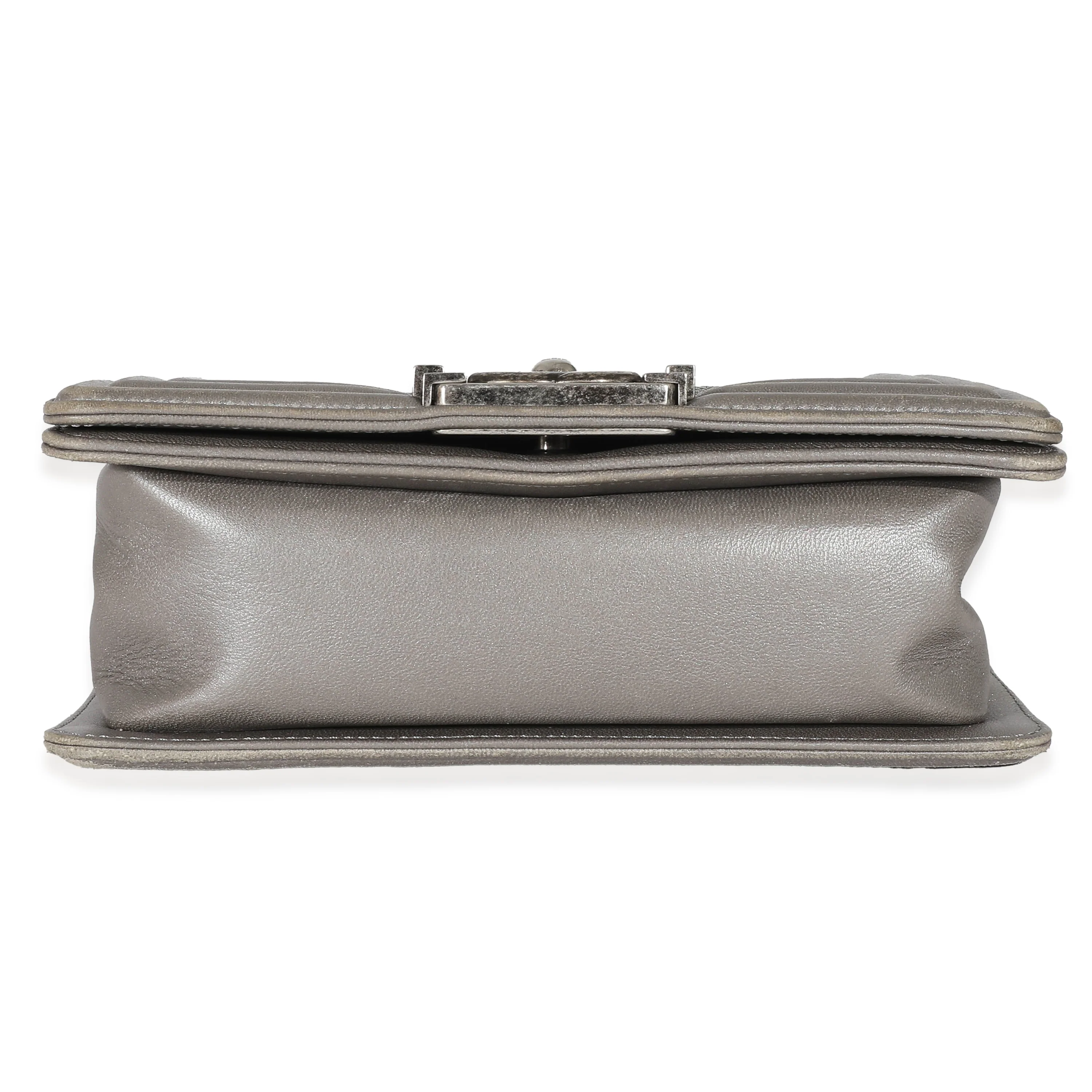 Grey Lambskin Galuchat Stingray Small Boy Bag - Image 5