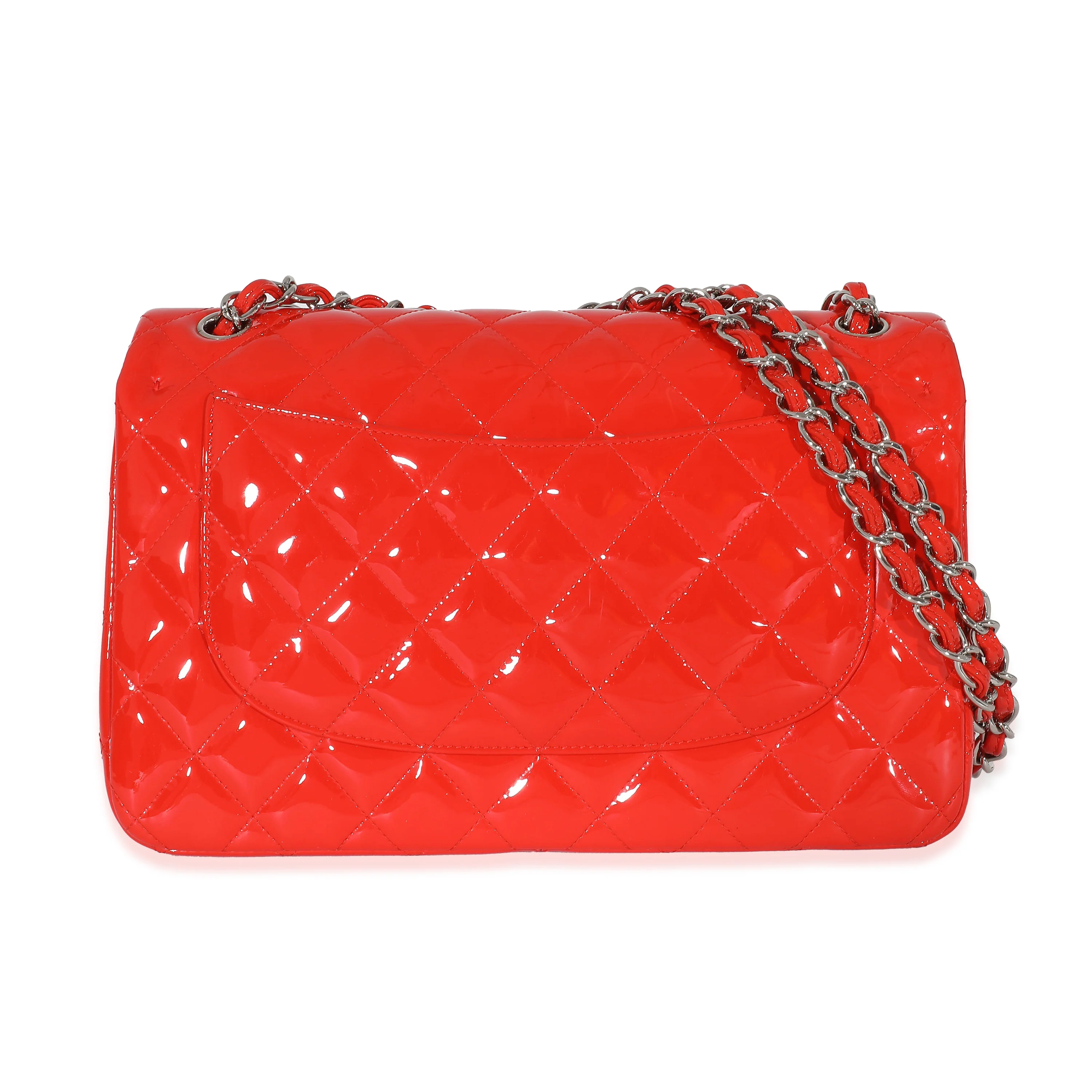 Chanel Red Patent Jumbo Classic Double Flap Bag - Image 3