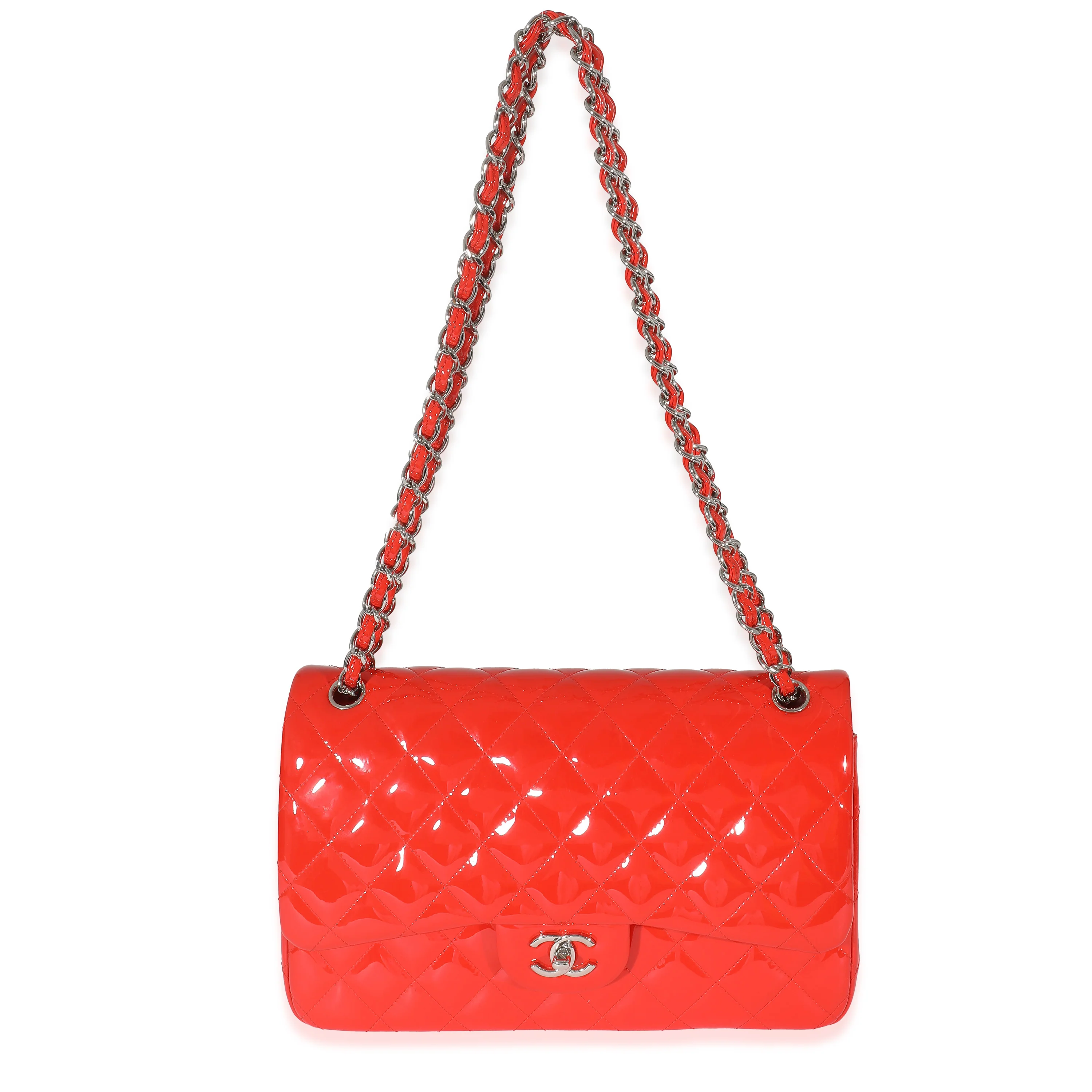 Chanel Red Patent Jumbo Classic Double Flap Bag - Image 7