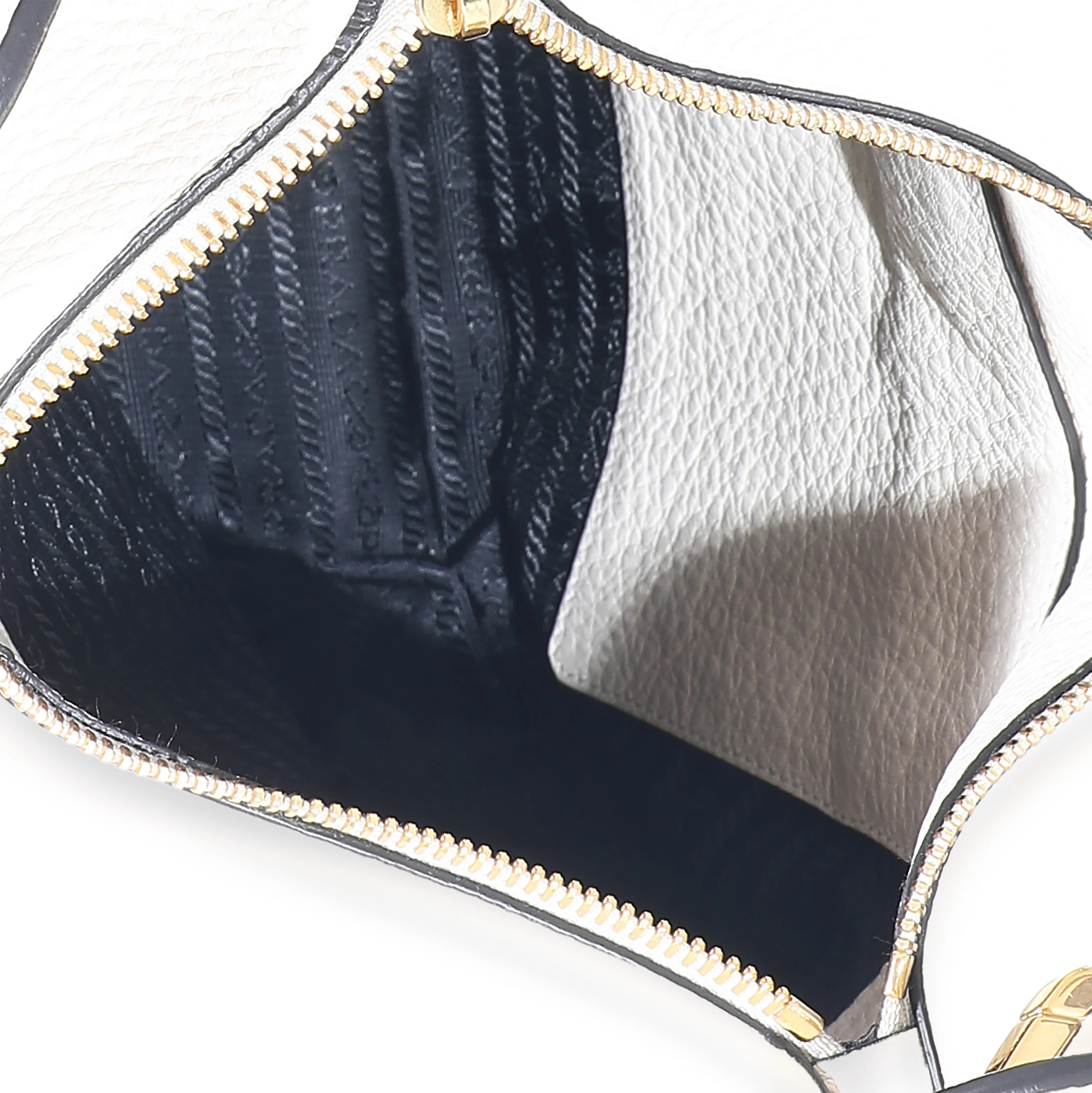 Prada White Vitello Daino Web Crossbody - Image 7