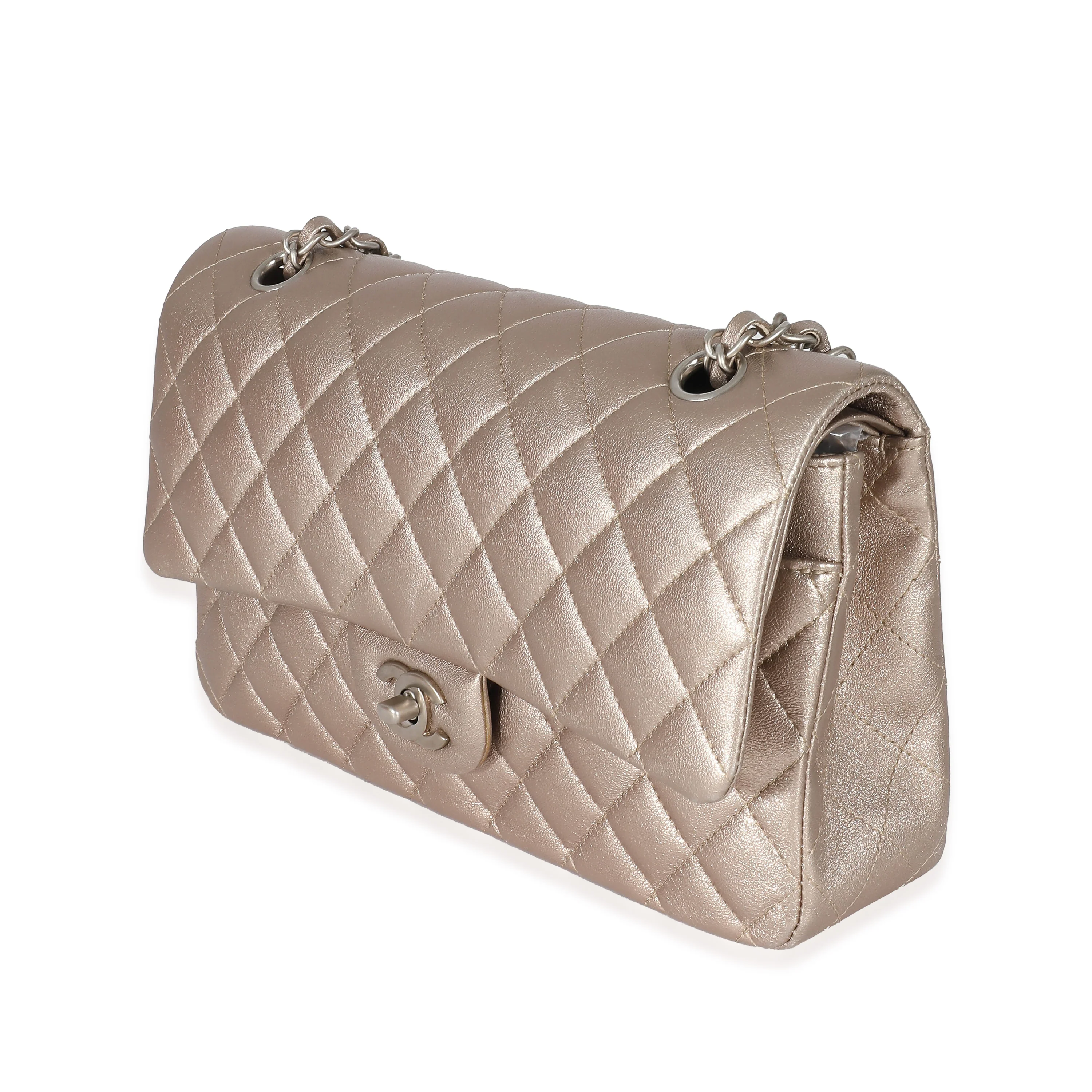 Gold Metallic Lambskin Medium Classic Double Flap Bag - Image 2