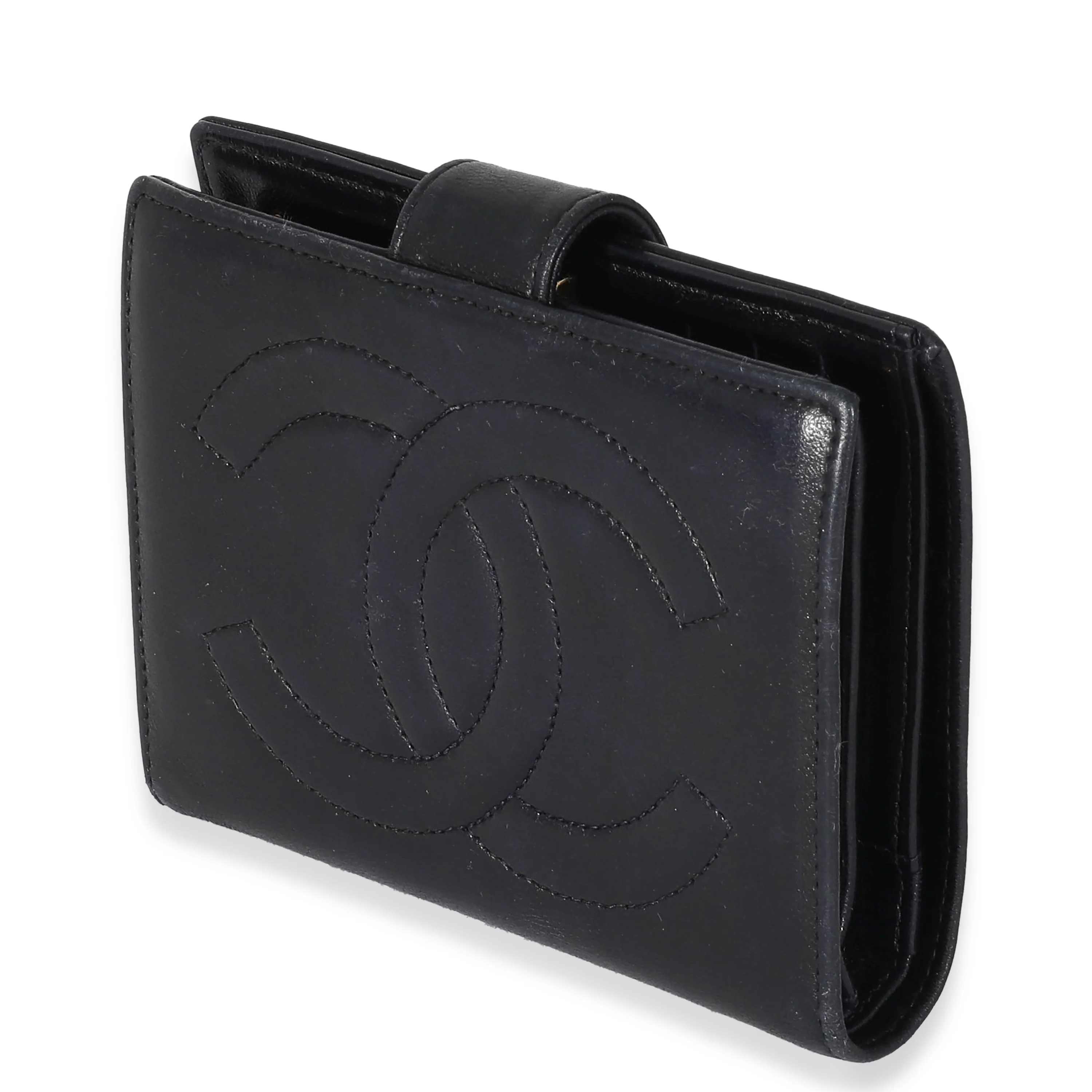 Chanel Vintage Navy Lambskin CC Bi-Fold Compact Wallet - Image 2