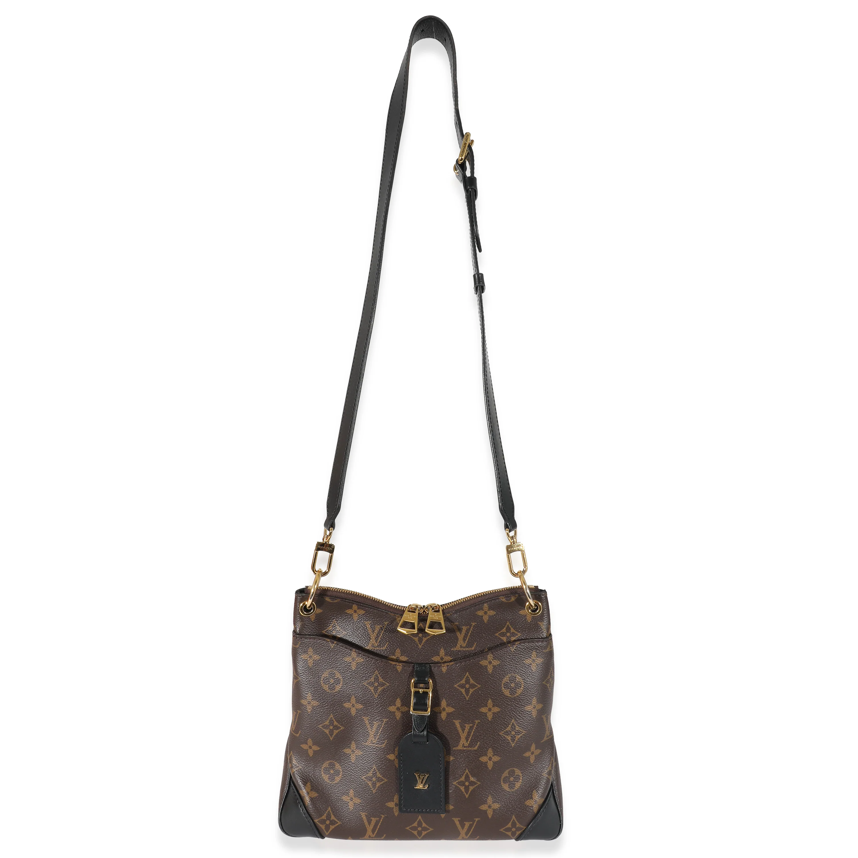 Louis Vuitton Black Leather Monogram Canvas Odeon PM - Image 7