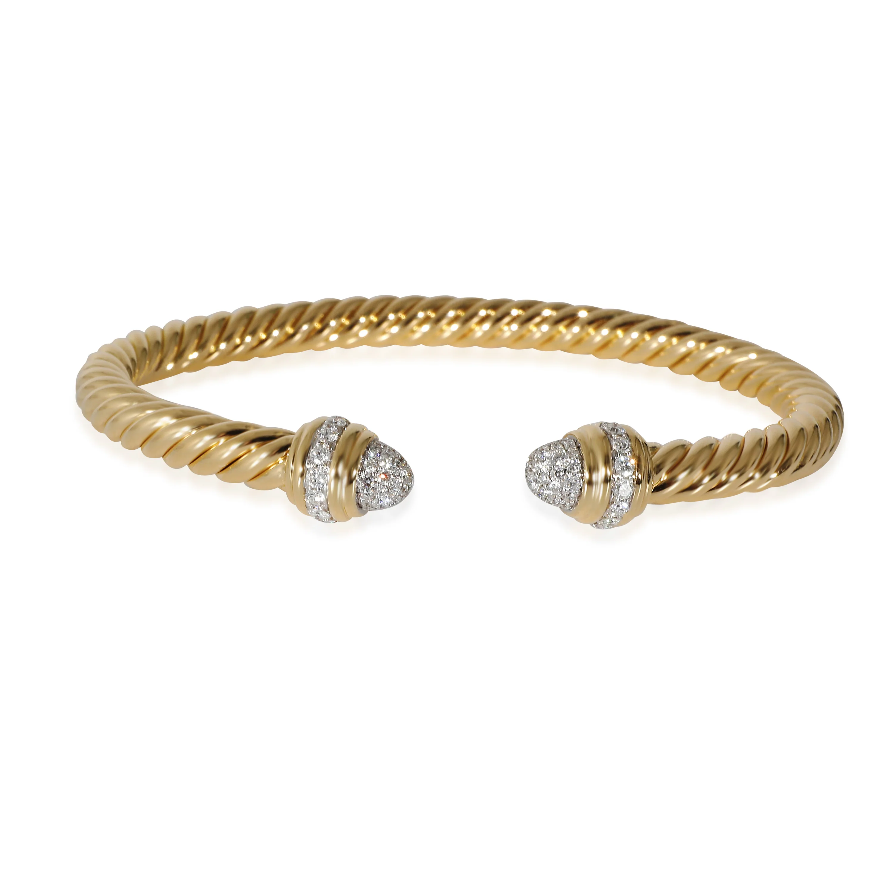 David Yurman Cable Bracelet With Pave Diamonds 0.46 CTW in 18k Yellow Gold - Image 2