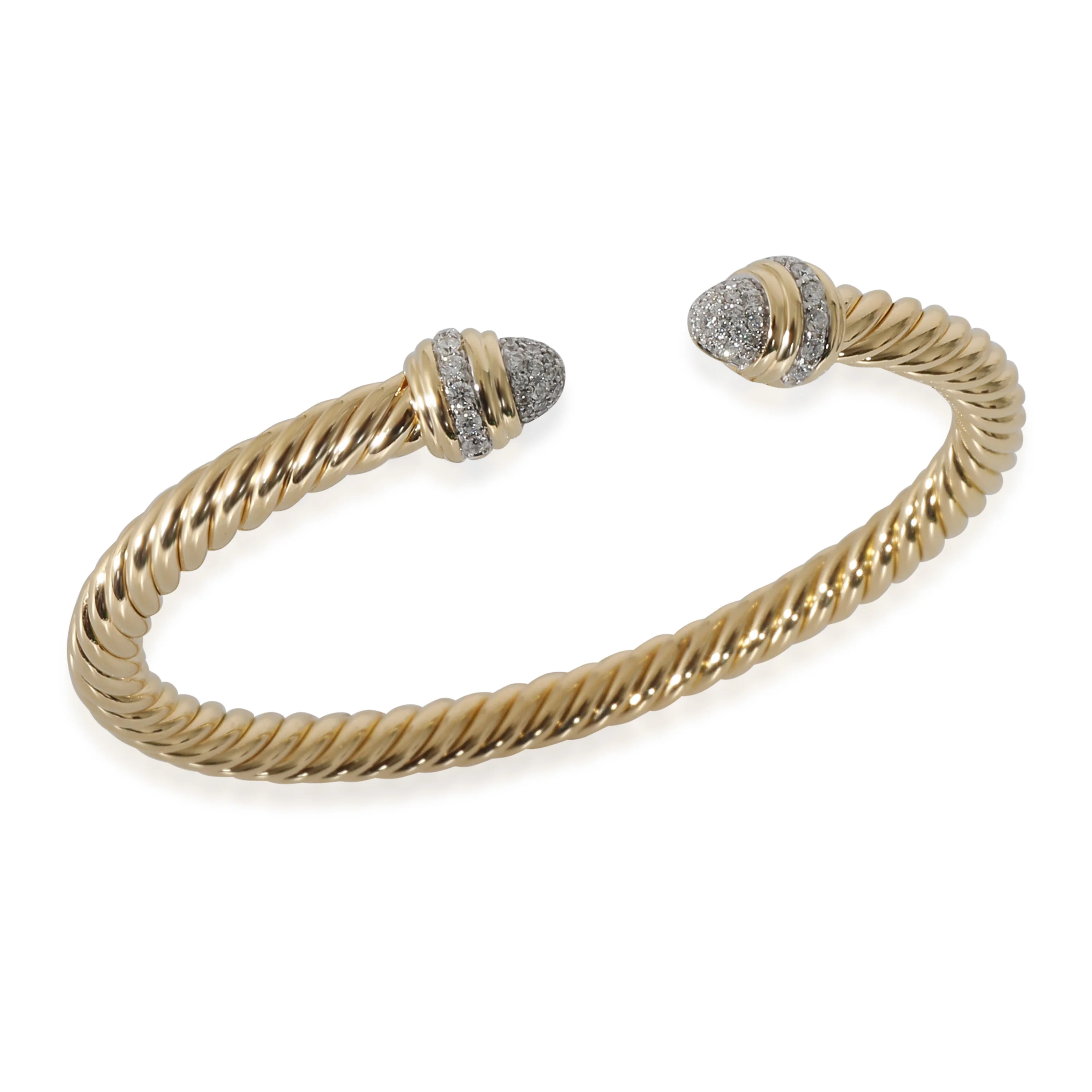 David Yurman Cable Bracelet With Pave Diamonds 0.46 CTW in 18k Yellow Gold - Image 4