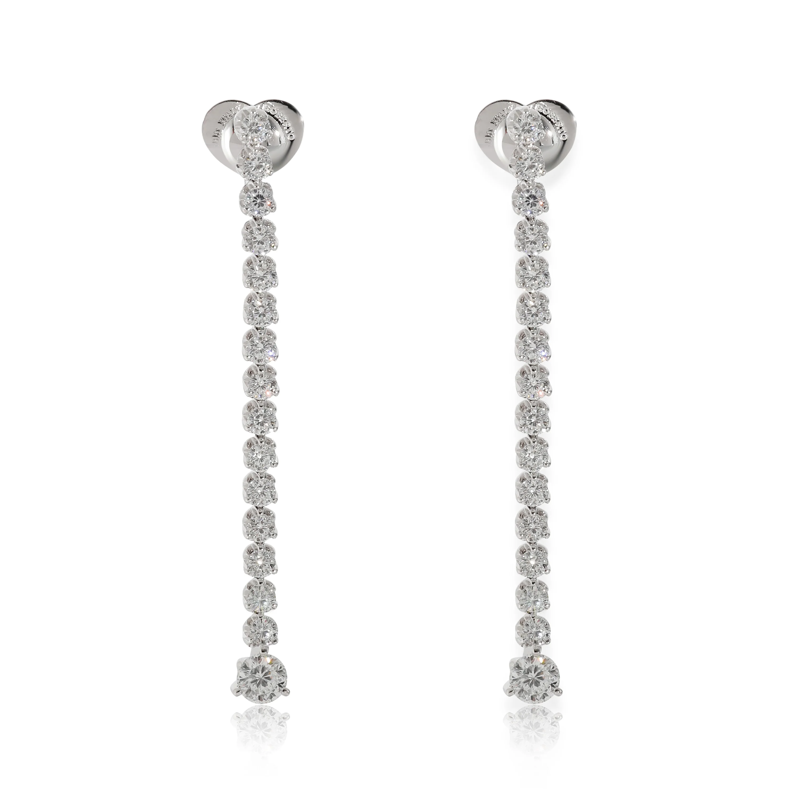 Cento Tulip Drop Diamond Earrings in 18k White Gold 4 1/5 Ctw - Image 3