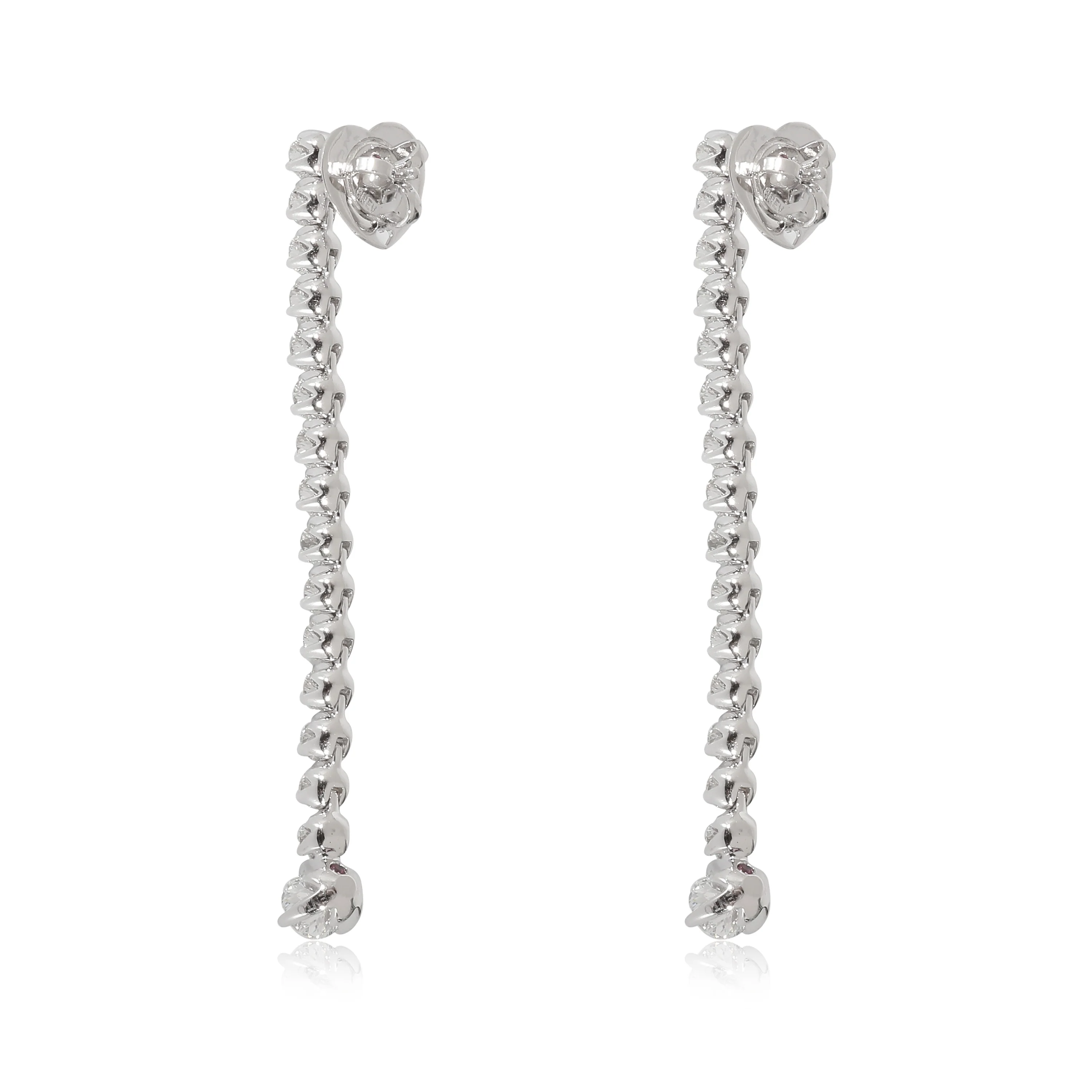 Cento Tulip Drop Diamond Earrings in 18k White Gold 4 1/5 Ctw - Image 4