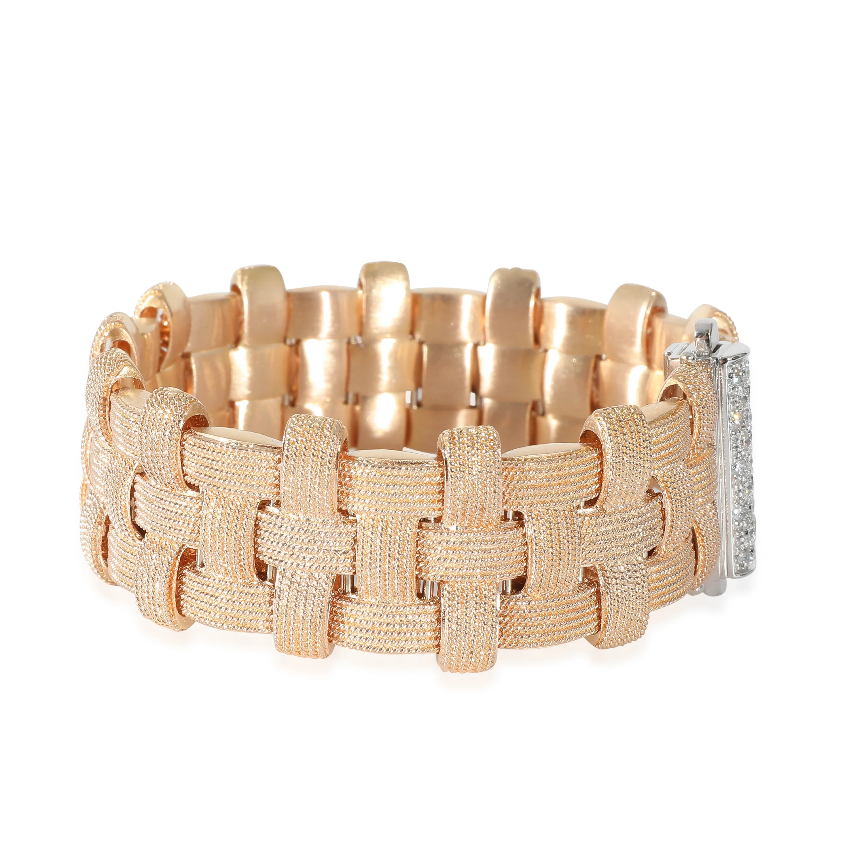 Roberto Coin Appassionata Bracelet in 18k Rose Gold 0.28 Ctw Diamond Clasp - Image 2