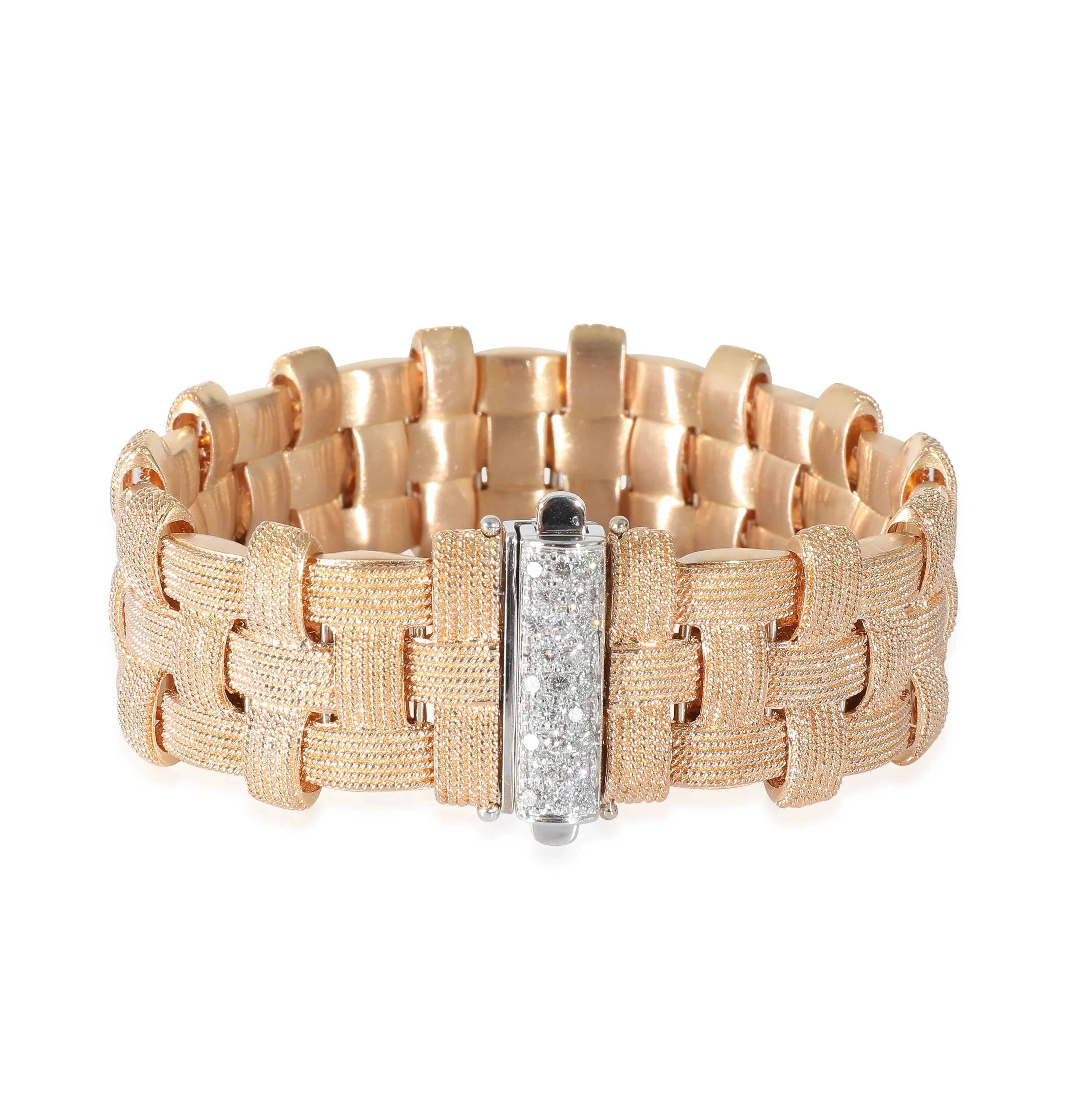 Roberto Coin Appassionata Bracelet in 18k Rose Gold 0.28 Ctw Diamond Clasp - Image 3