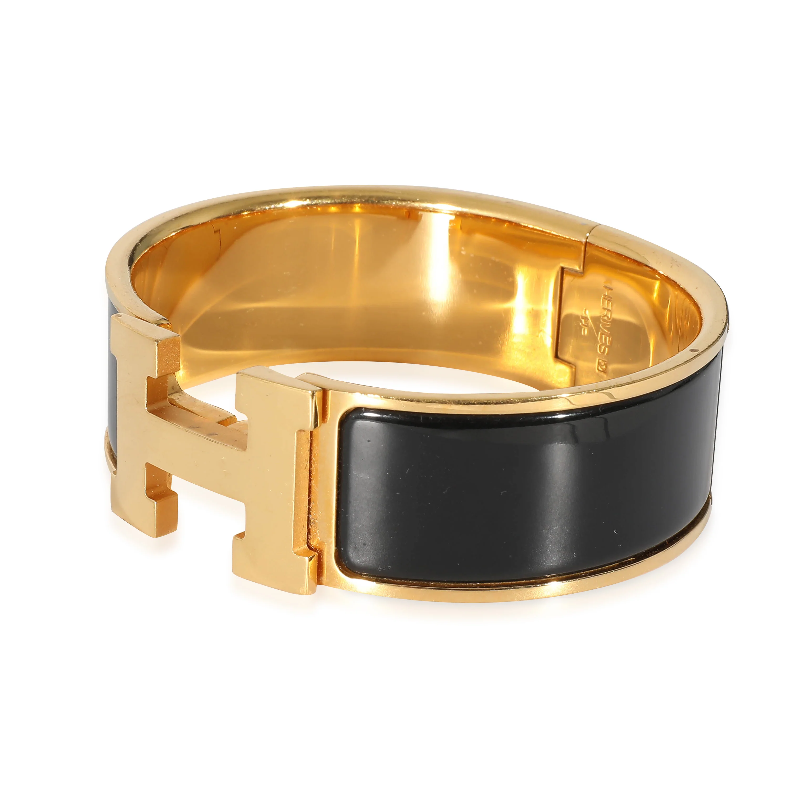 Hermès Clic Clac Gold Plated Bracelet in Noir - Image 2