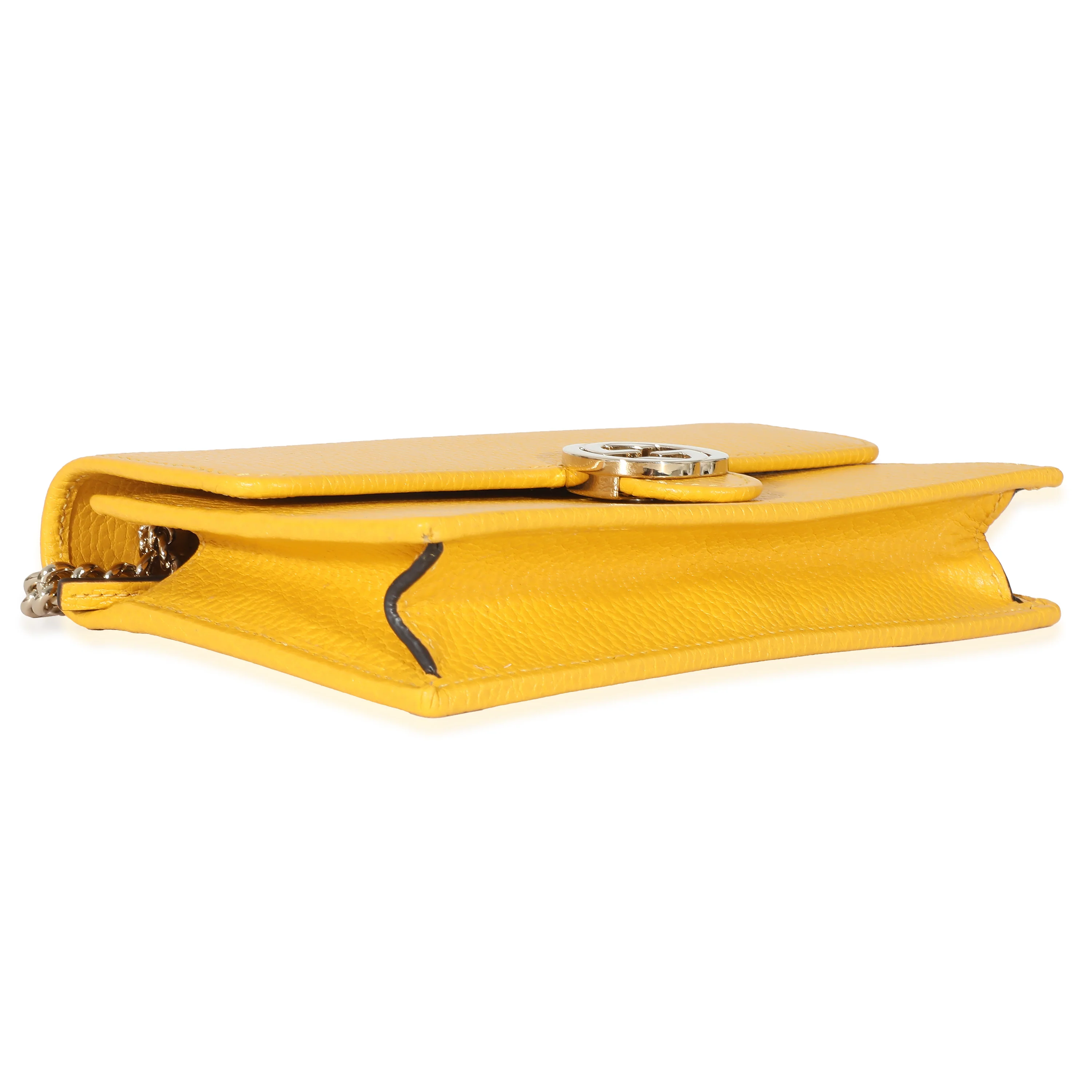 Gucci Yellow Calfskin Dollar Interlocking G Chain Wallet - Image 4