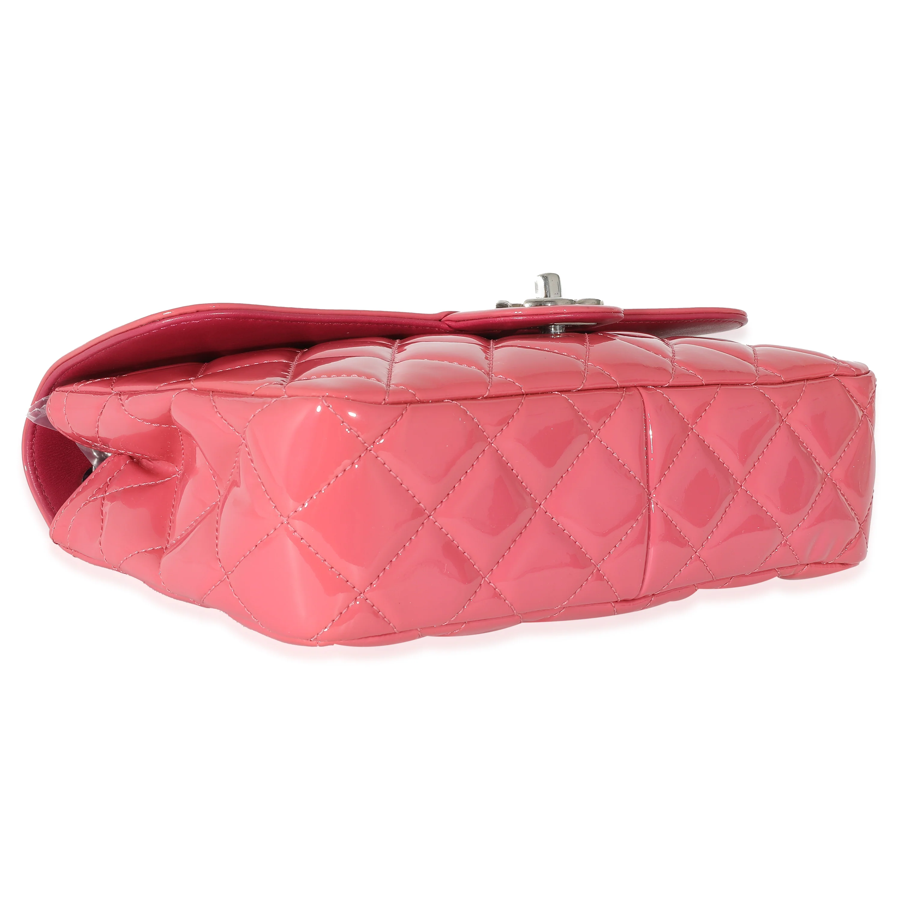 Chanel Pink Quilted Patent Leather Medium Coco Shine Flap Bag - Image 3