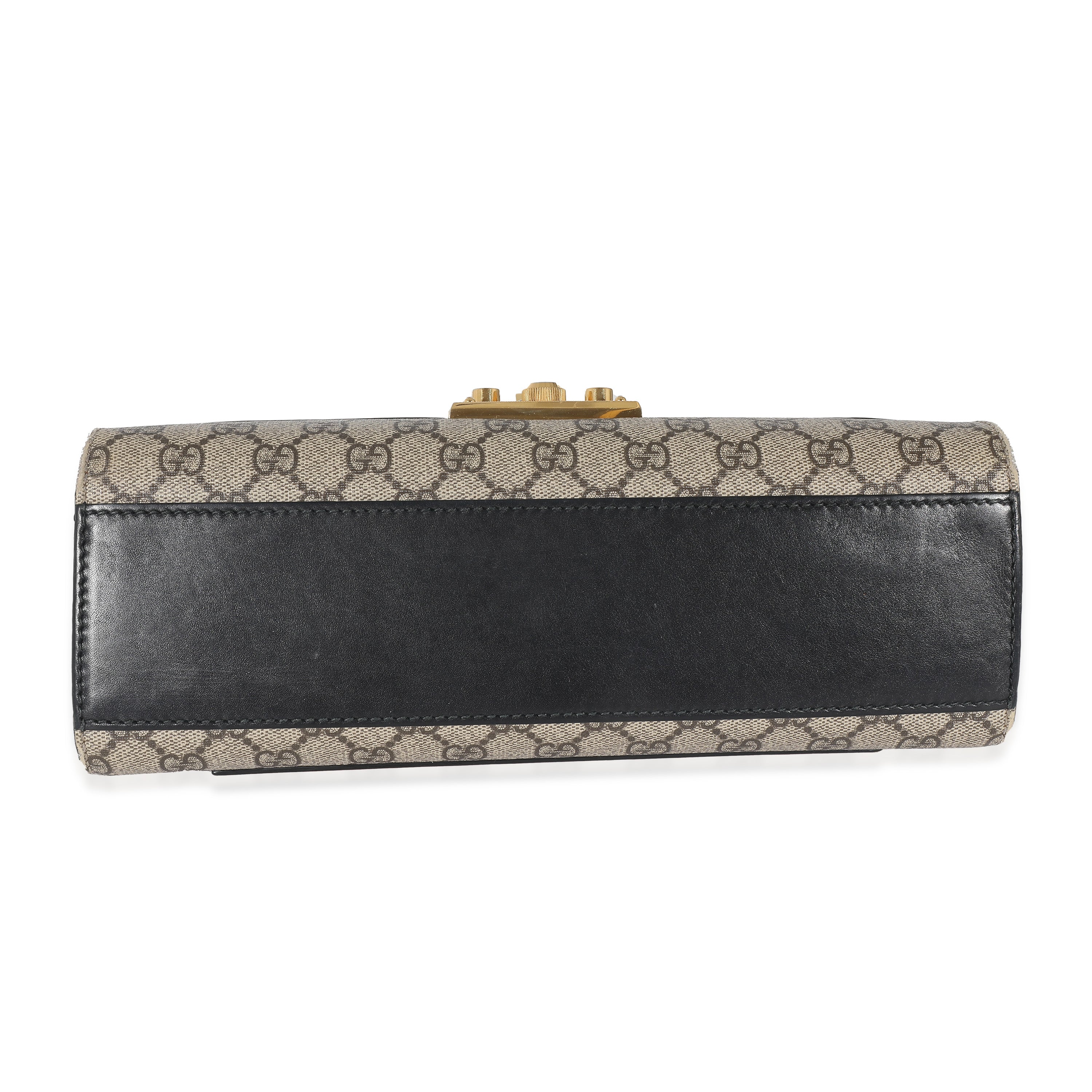 Gucci GG Supreme & Black Leather Medium Padlock Shoulder Bag - Image 5