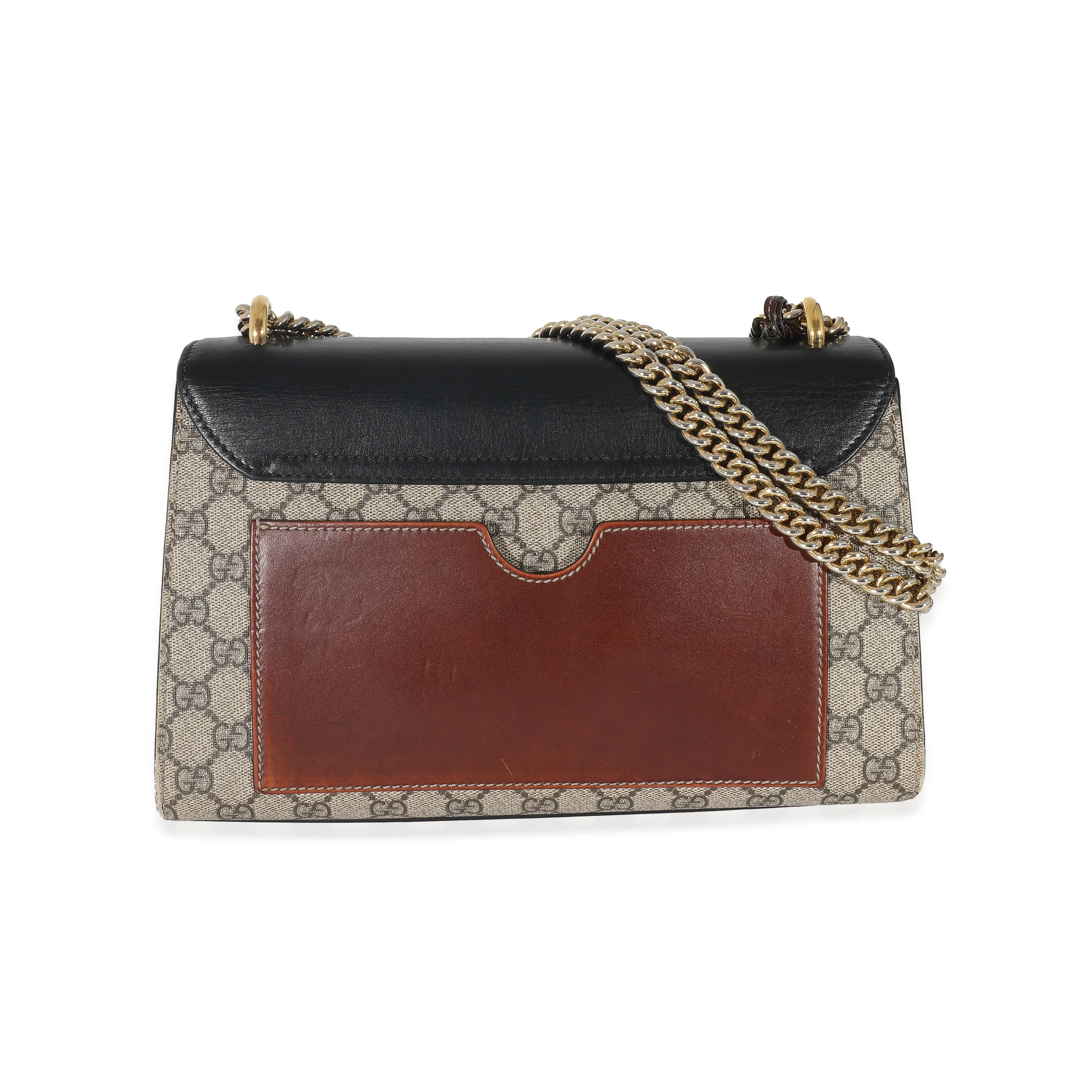 Gucci GG Supreme & Black Leather Medium Padlock Shoulder Bag - Image 6