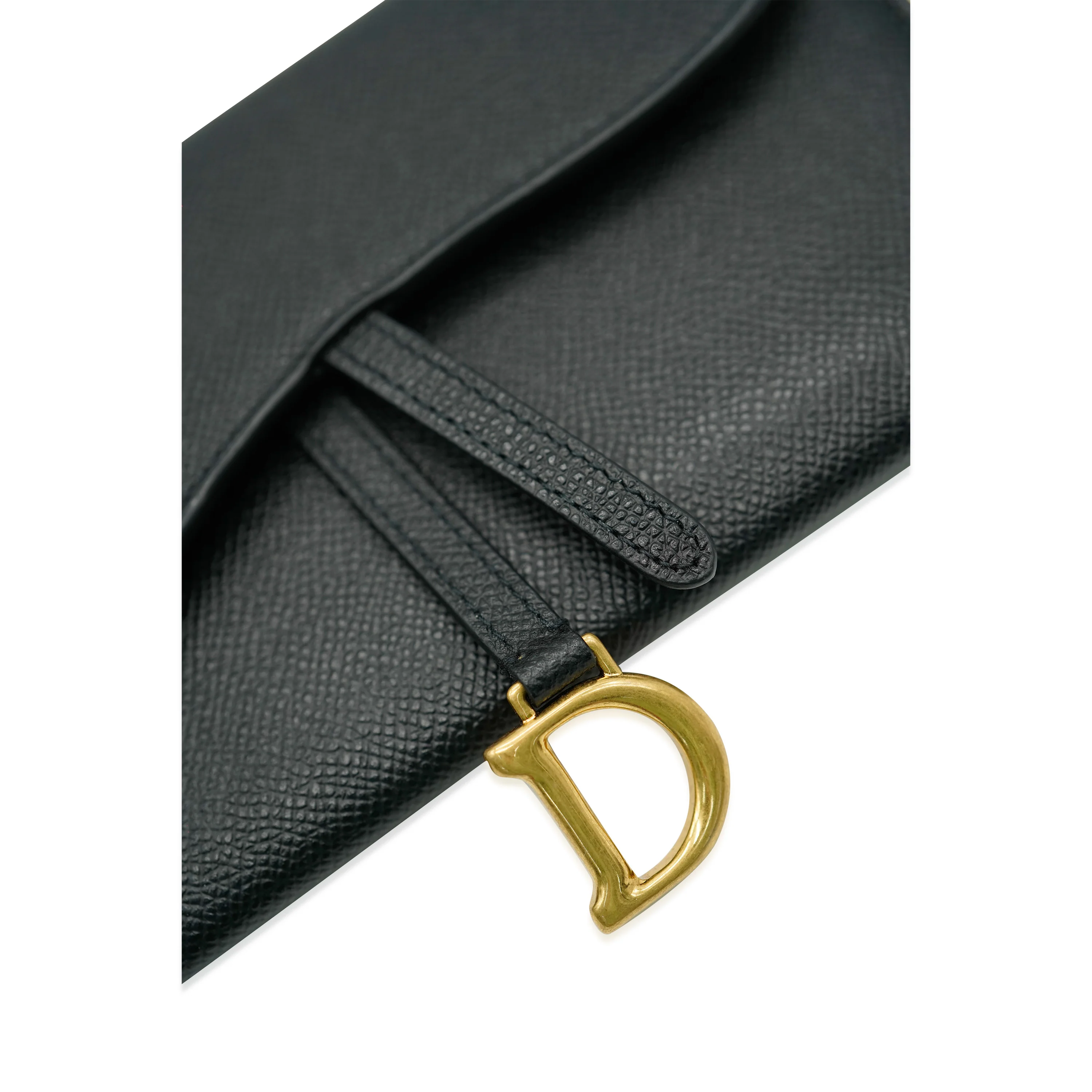 Christian Dior Black Grained Calfskin Saddle Long Chain Wallet - Image 4