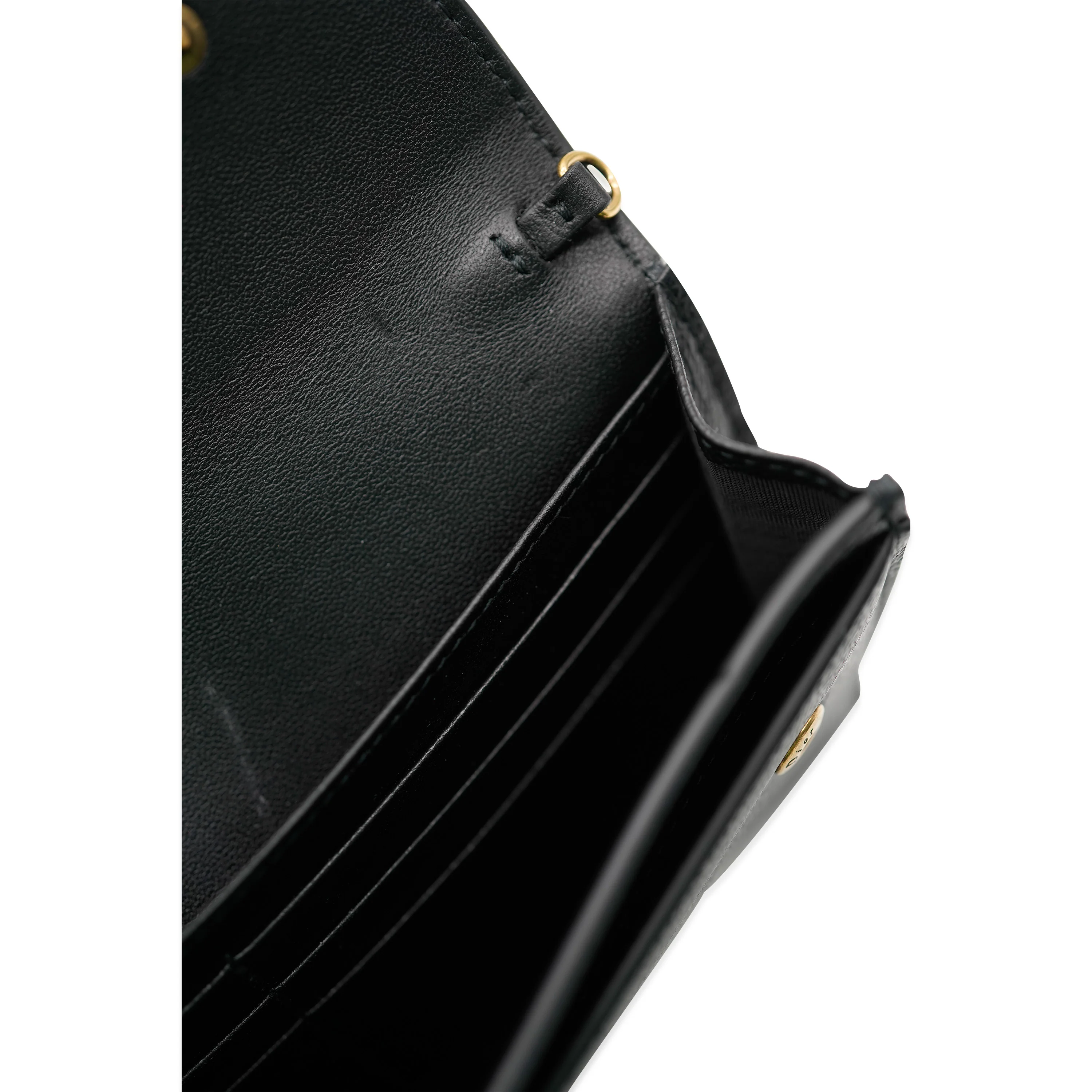 Christian Dior Black Grained Calfskin Saddle Long Chain Wallet - Image 5