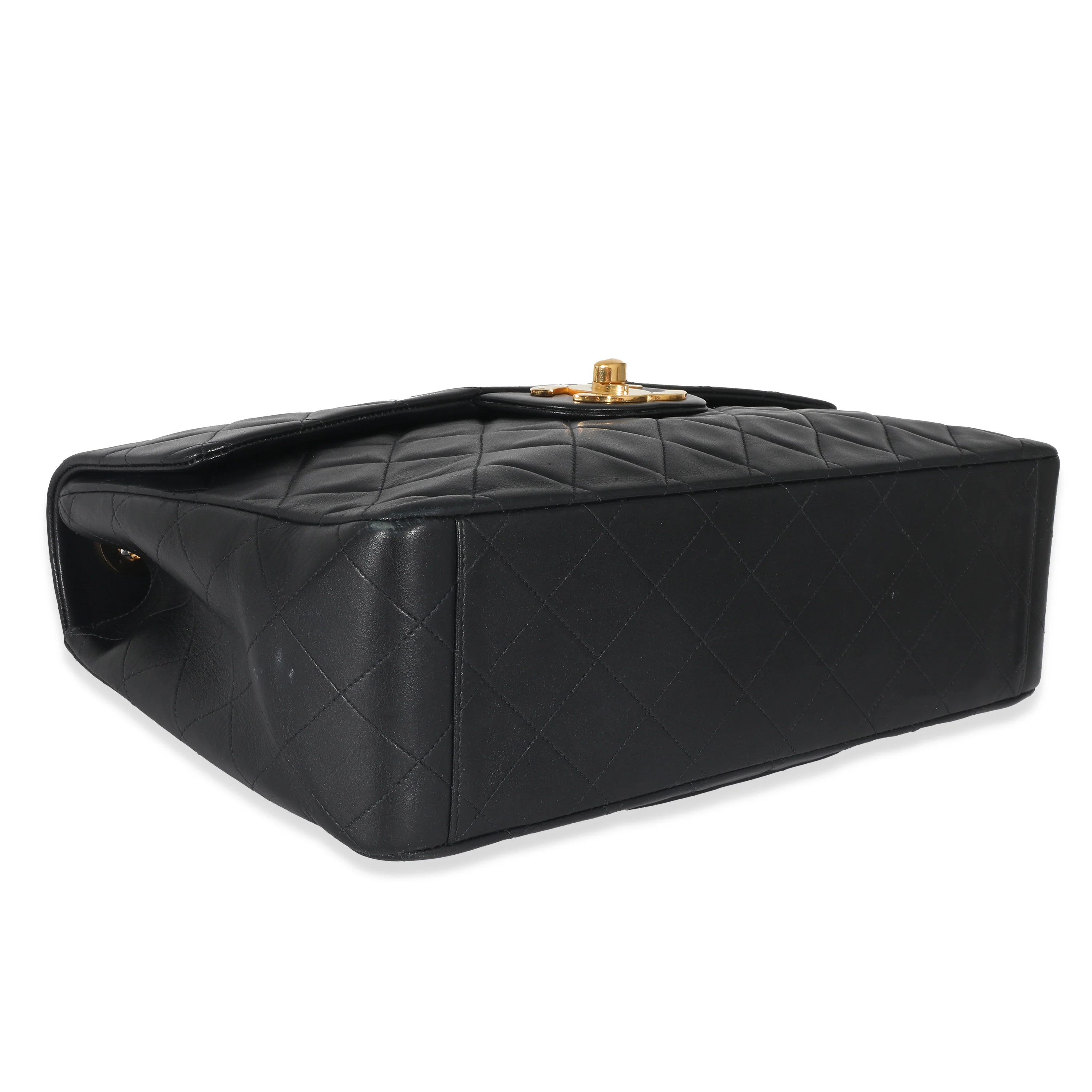 Chanel Vintage Black Lambskin 24k Jumbo XL Flap Bag - Image 3