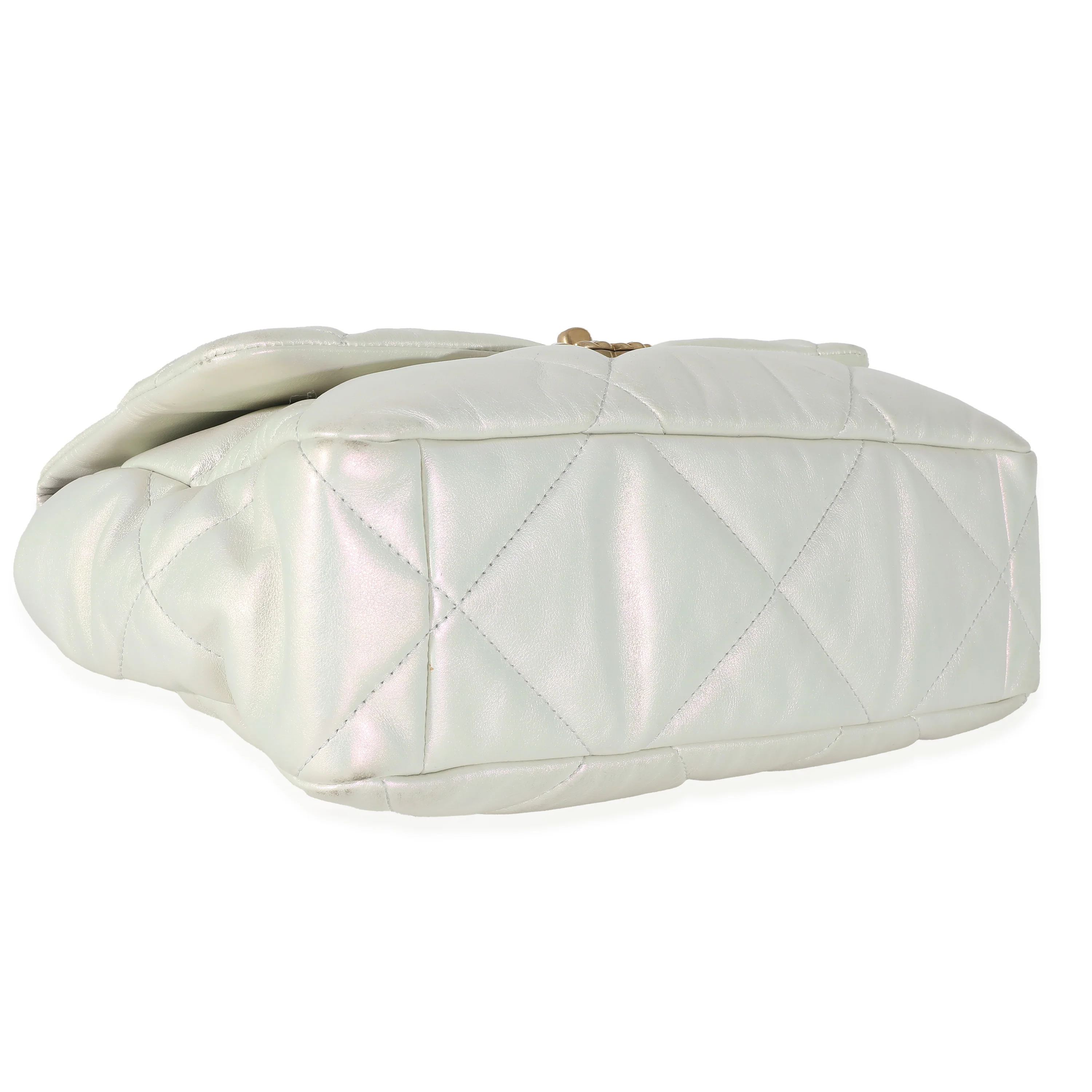 Chanel White Iridescent Calfskin Medium Chanel 19 Flap Bag - Image 6