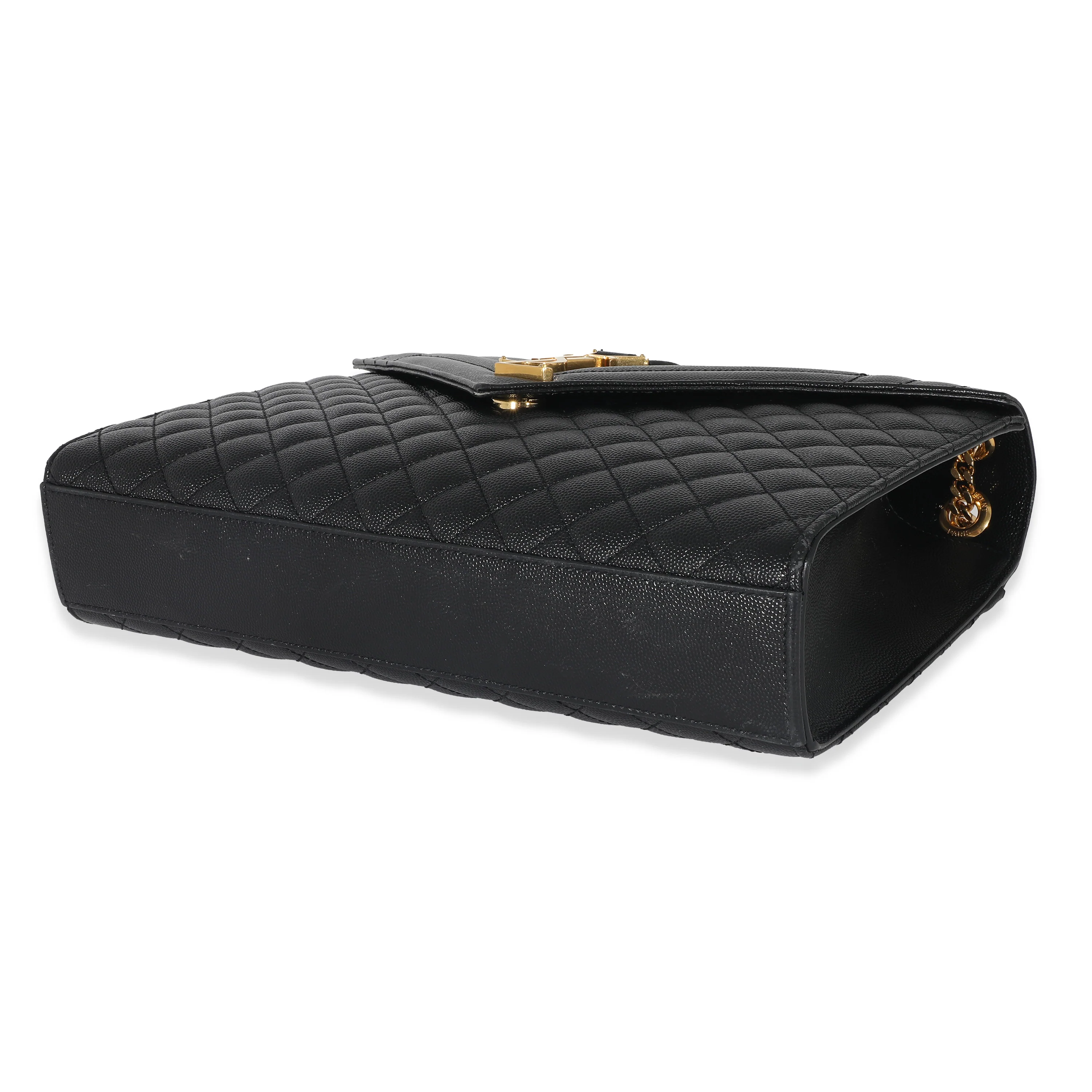 Saint Laurent Black Grain De Poudre Mix Matelassé Large Envelope Flap Bag - Image 5