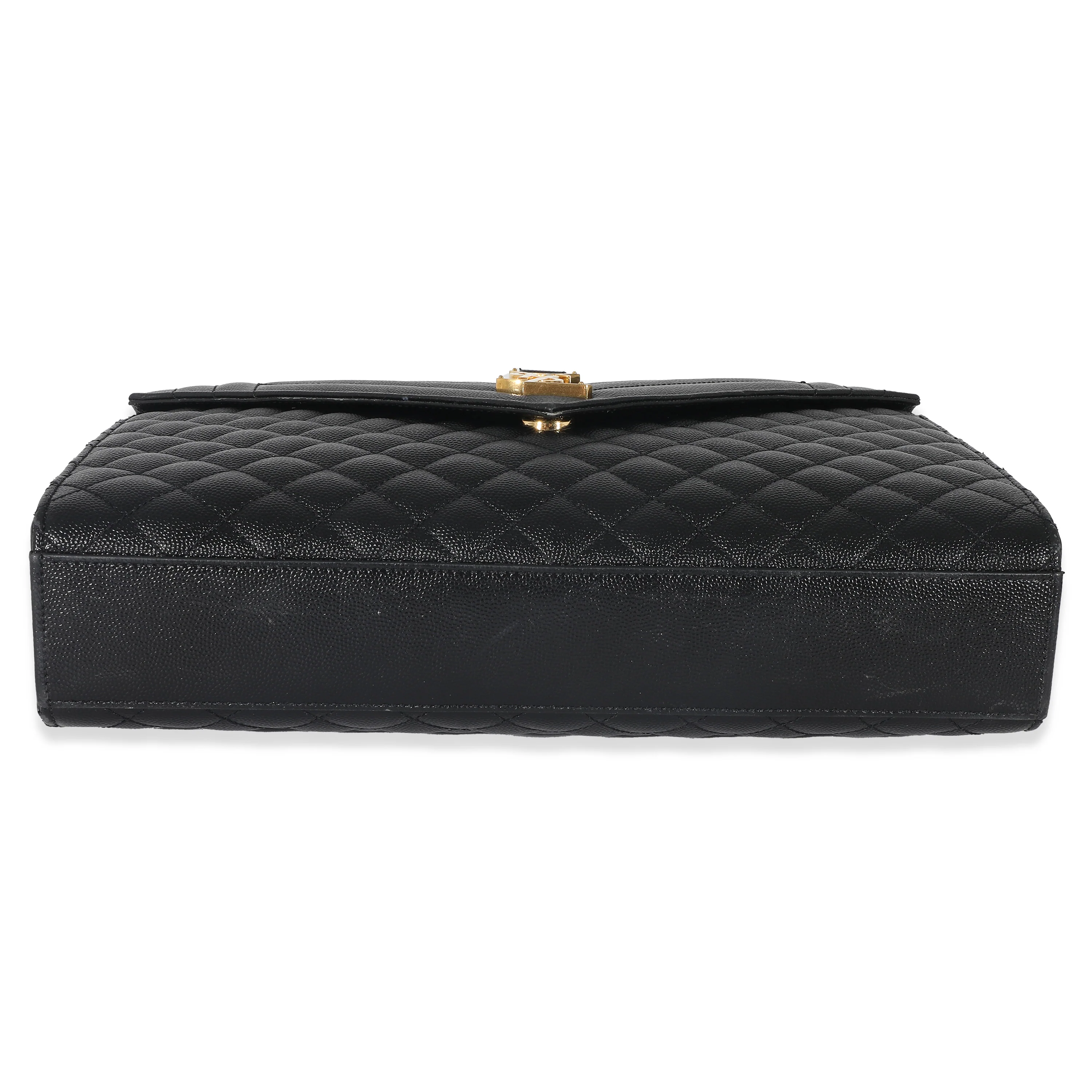 Saint Laurent Black Grain De Poudre Mix Matelassé Large Envelope Flap Bag - Image 6