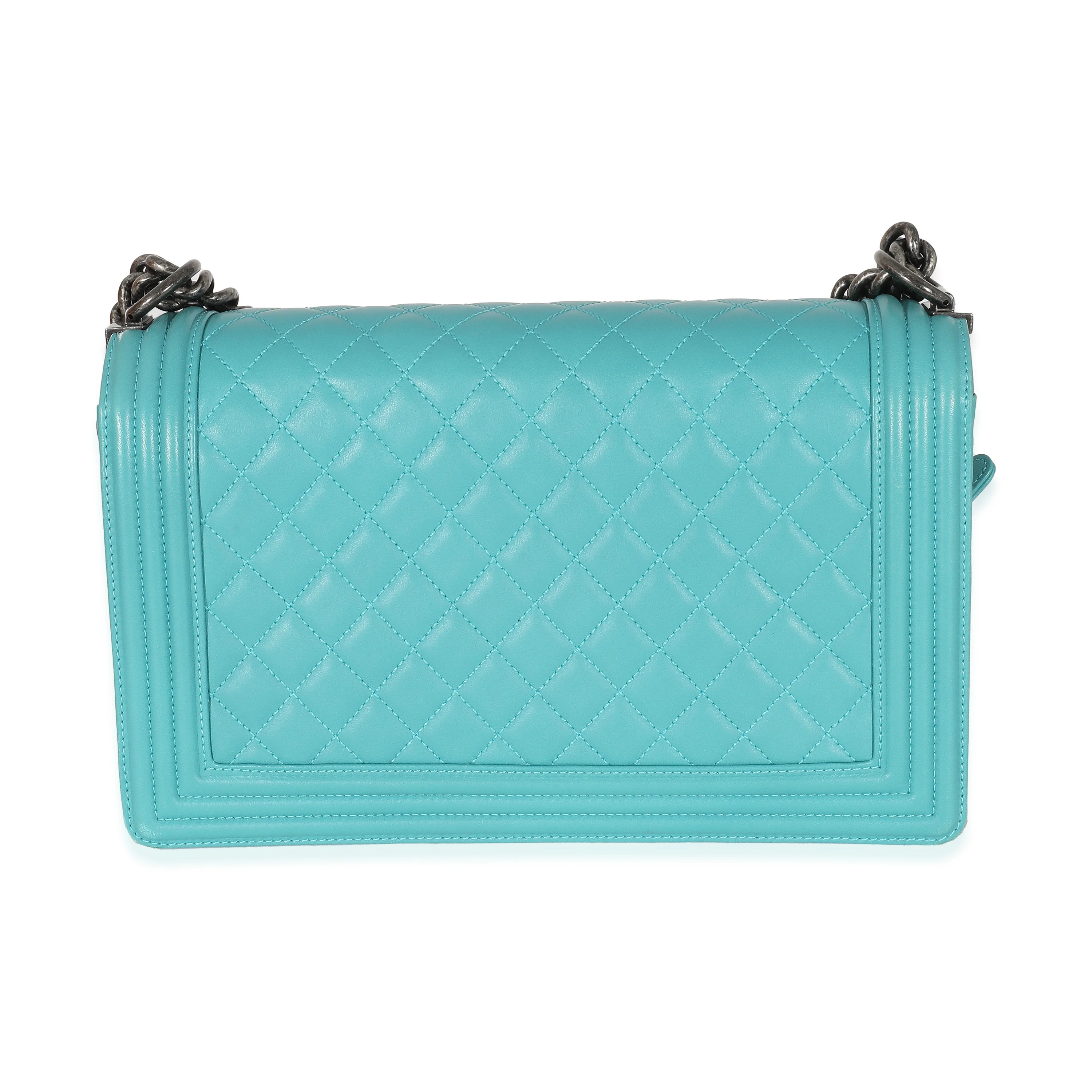 Aqua Quilted Lambskin New Medium Boy Bag - Image 7