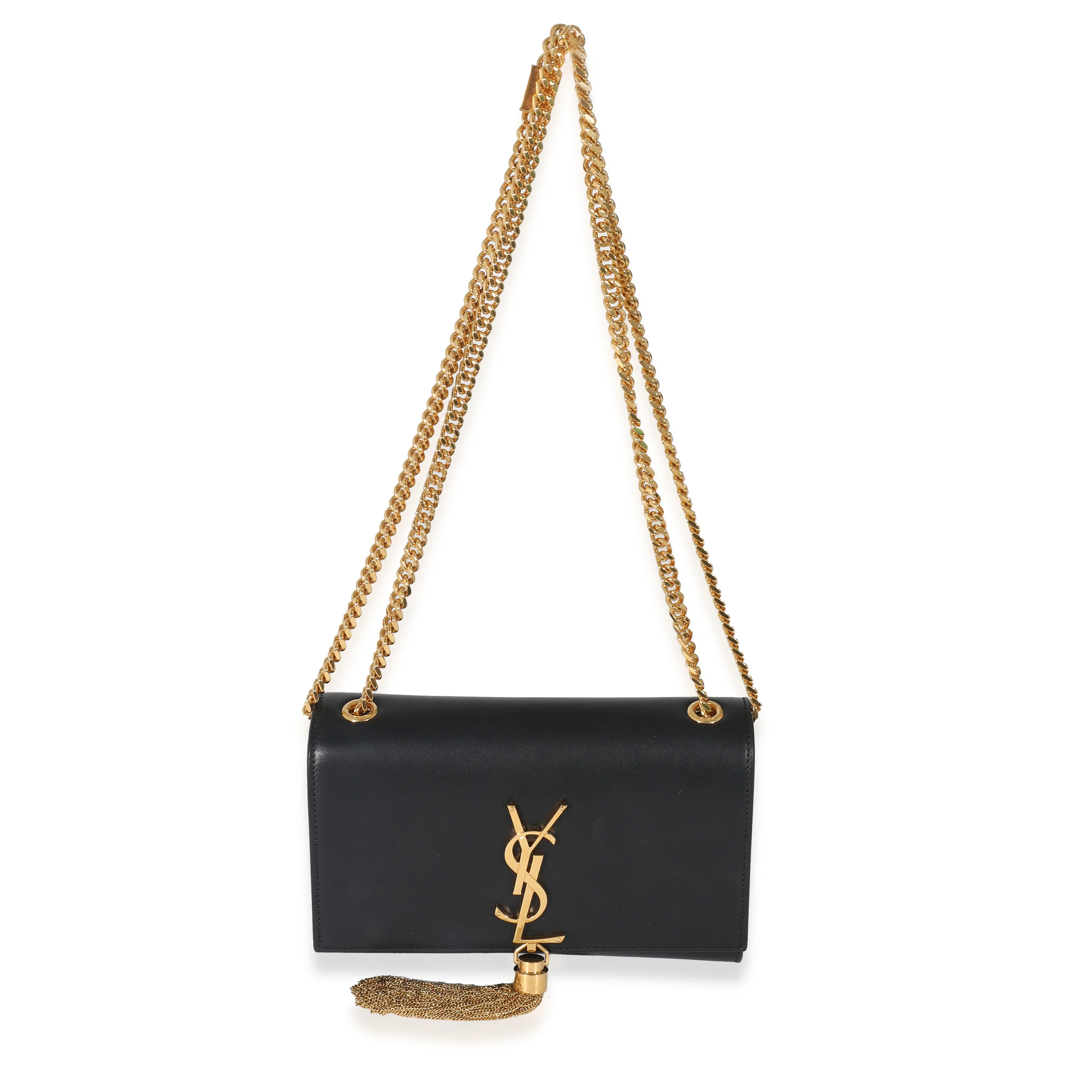 Black Smooth Leather Small Kate Tassel Bag - Image 4