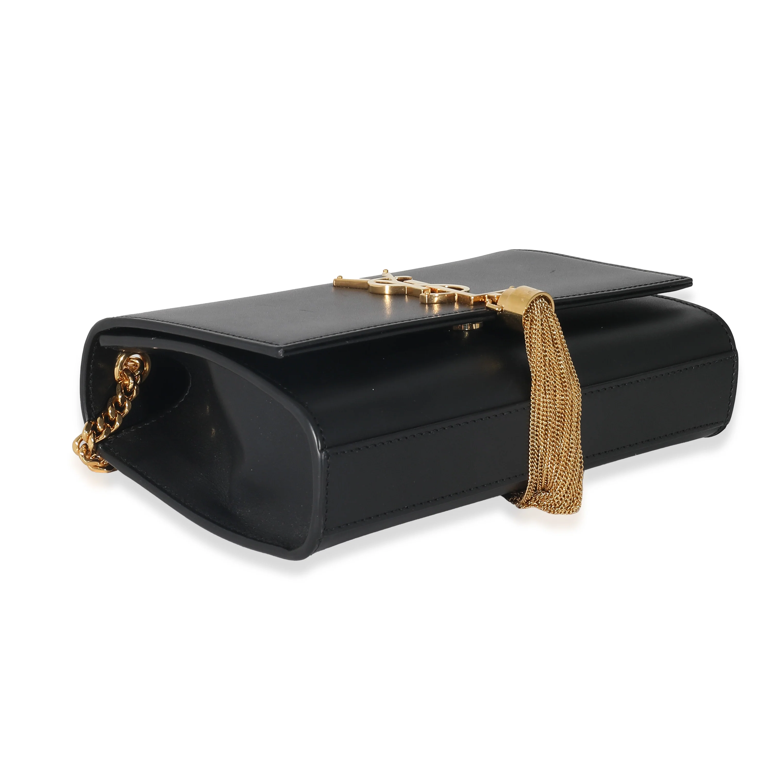 Black Smooth Leather Small Kate Tassel Bag - Image 6
