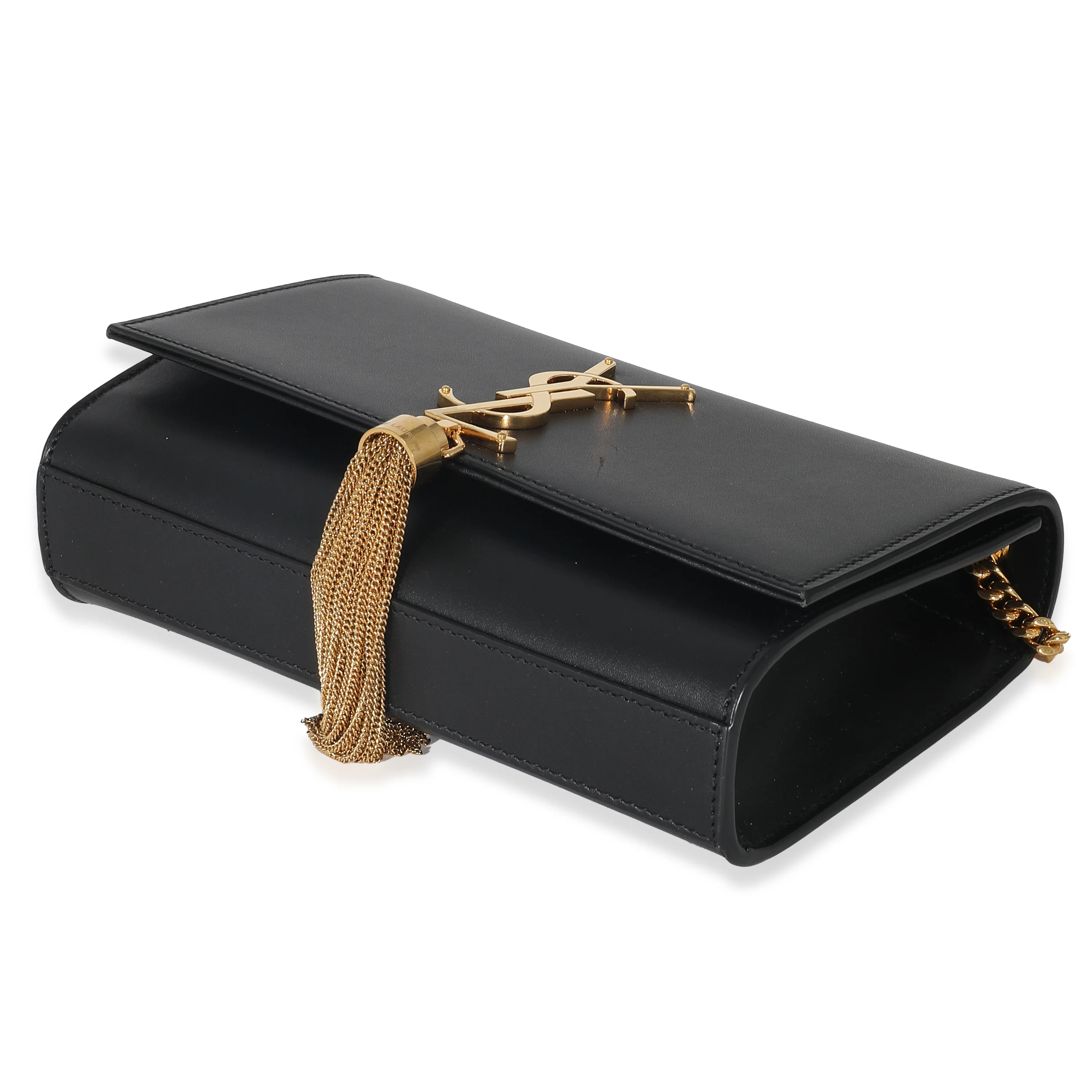 Black Smooth Leather Small Kate Tassel Bag - Image 7