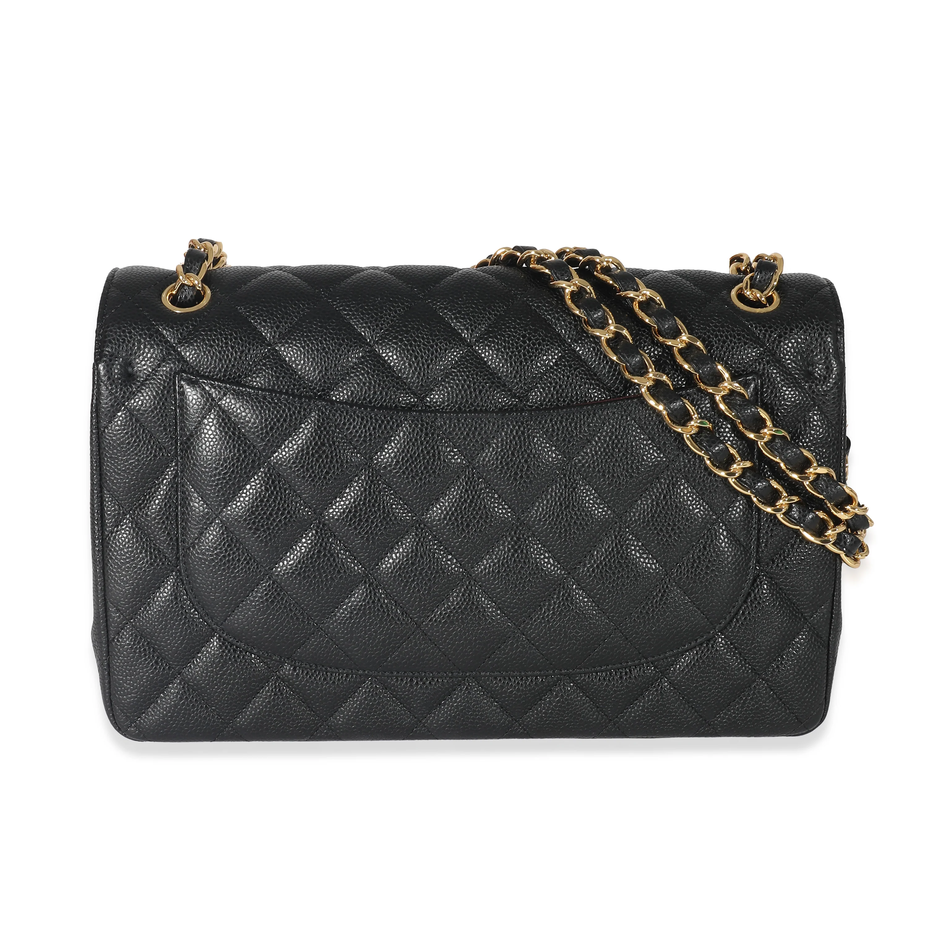 Chanel Black Quilted Caviar Jumbo Classic Double Flap Bag - Image 3