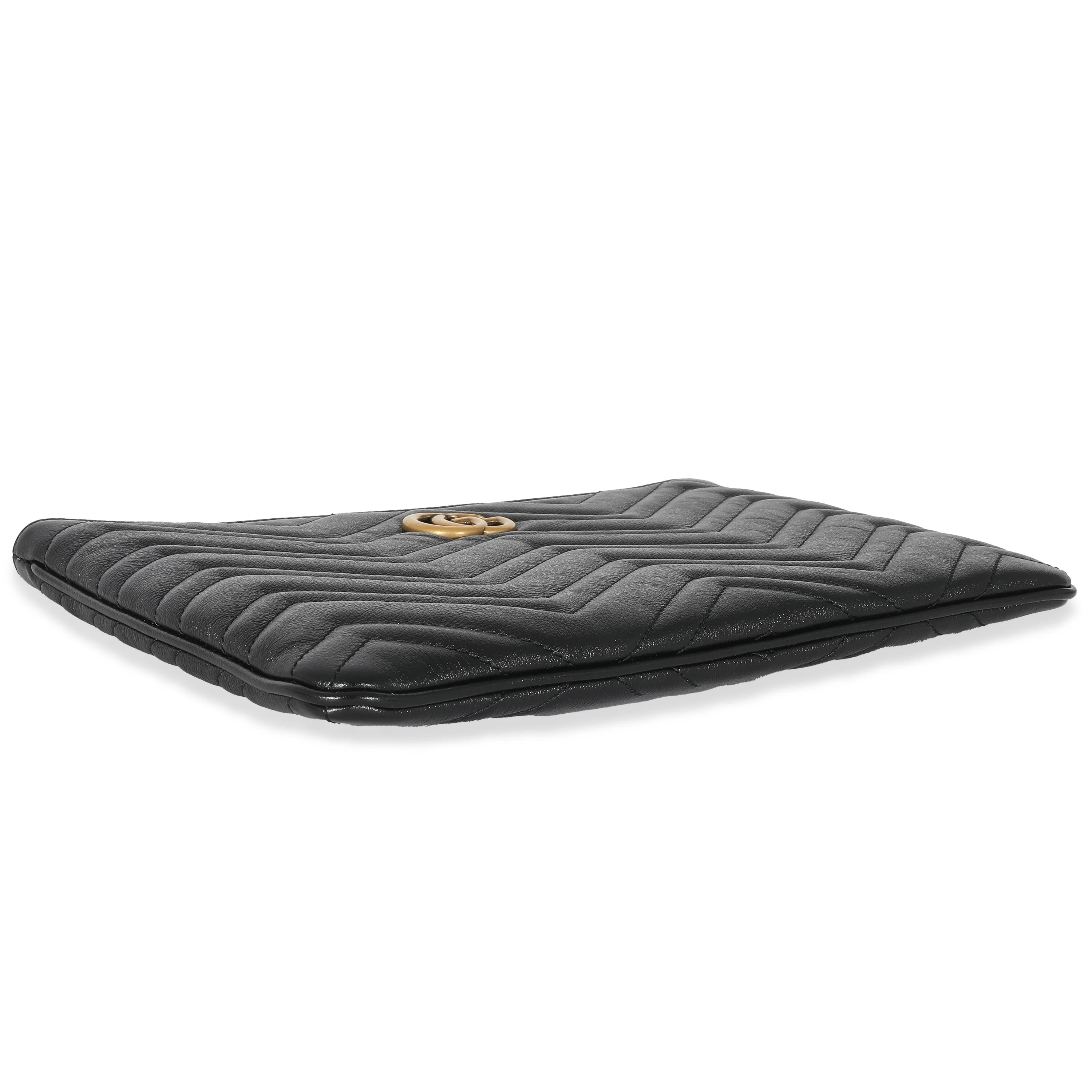 Gucci Black Calfskin Matelassé GG Marmont Zip Pouch - Image 6