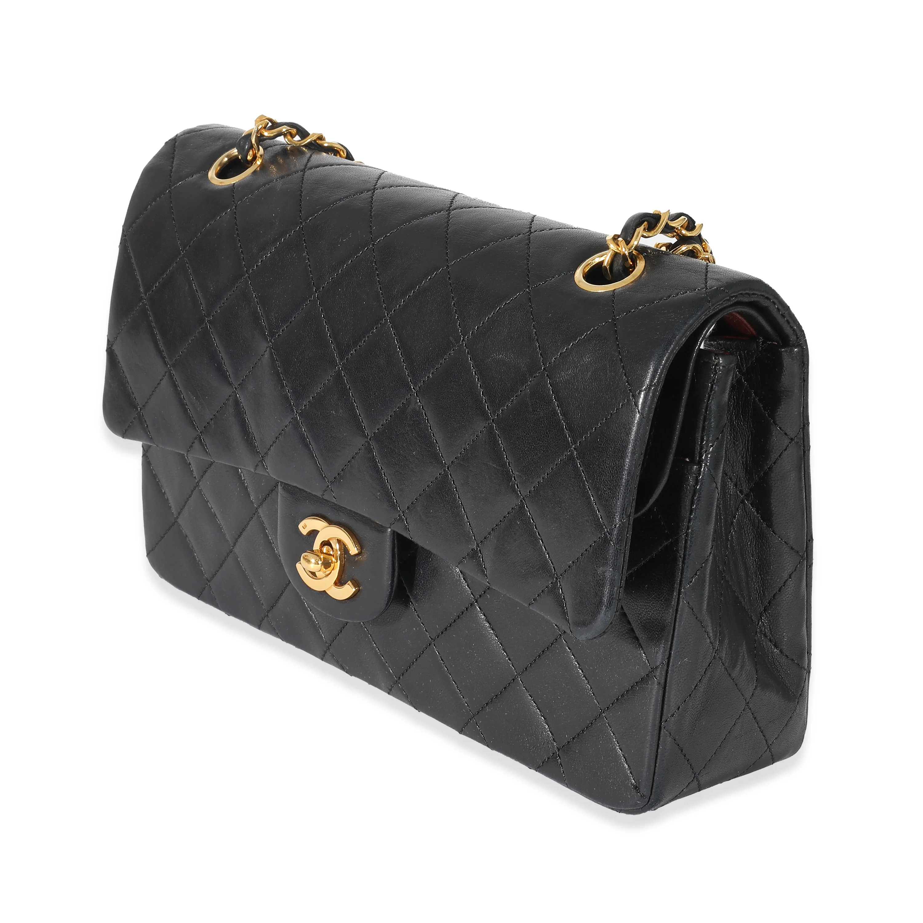 Chanel Vintage Navy Quilted Lambskin Medium Classic Flap Bag - Image 2