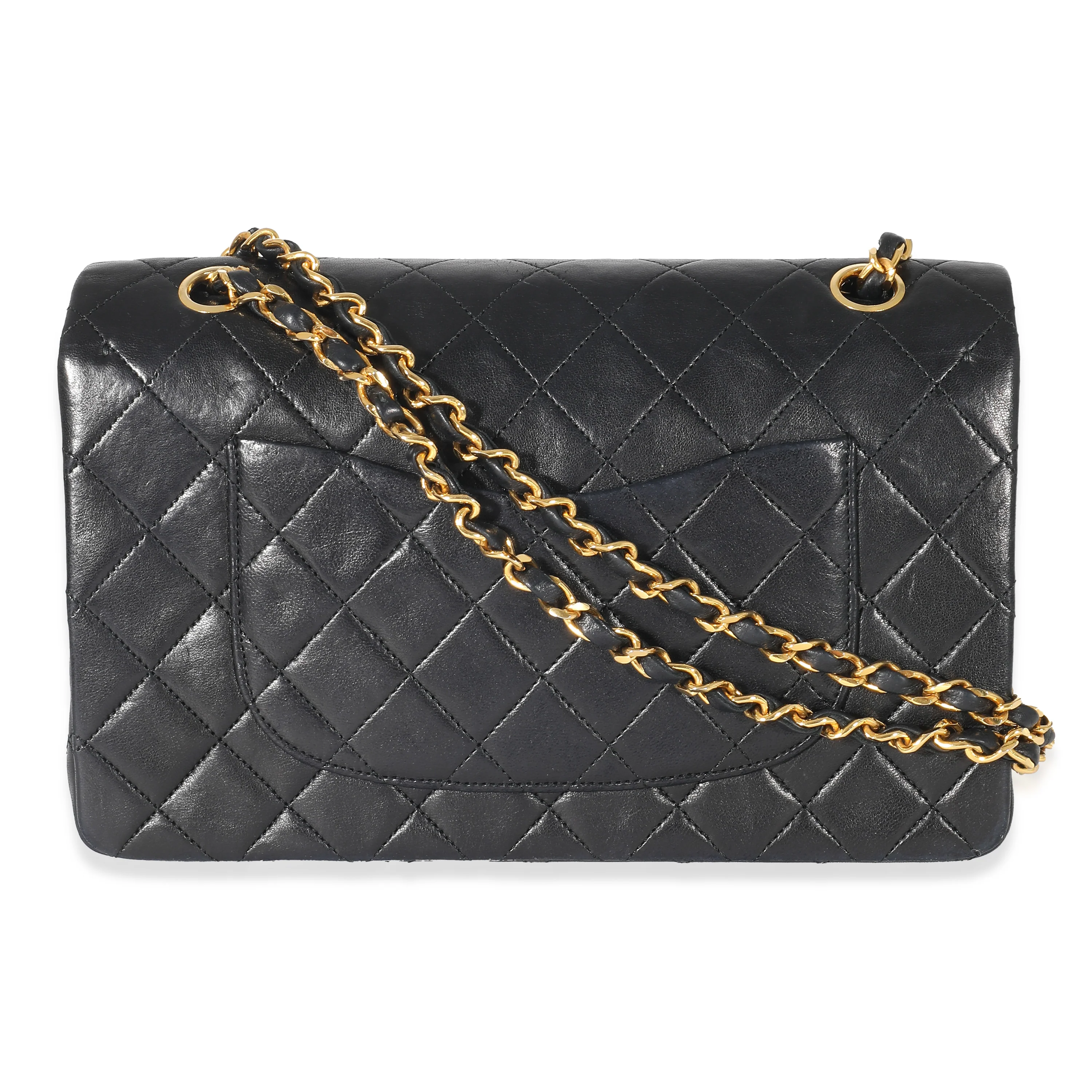 Chanel Vintage Navy Quilted Lambskin Medium Classic Flap Bag - Image 3