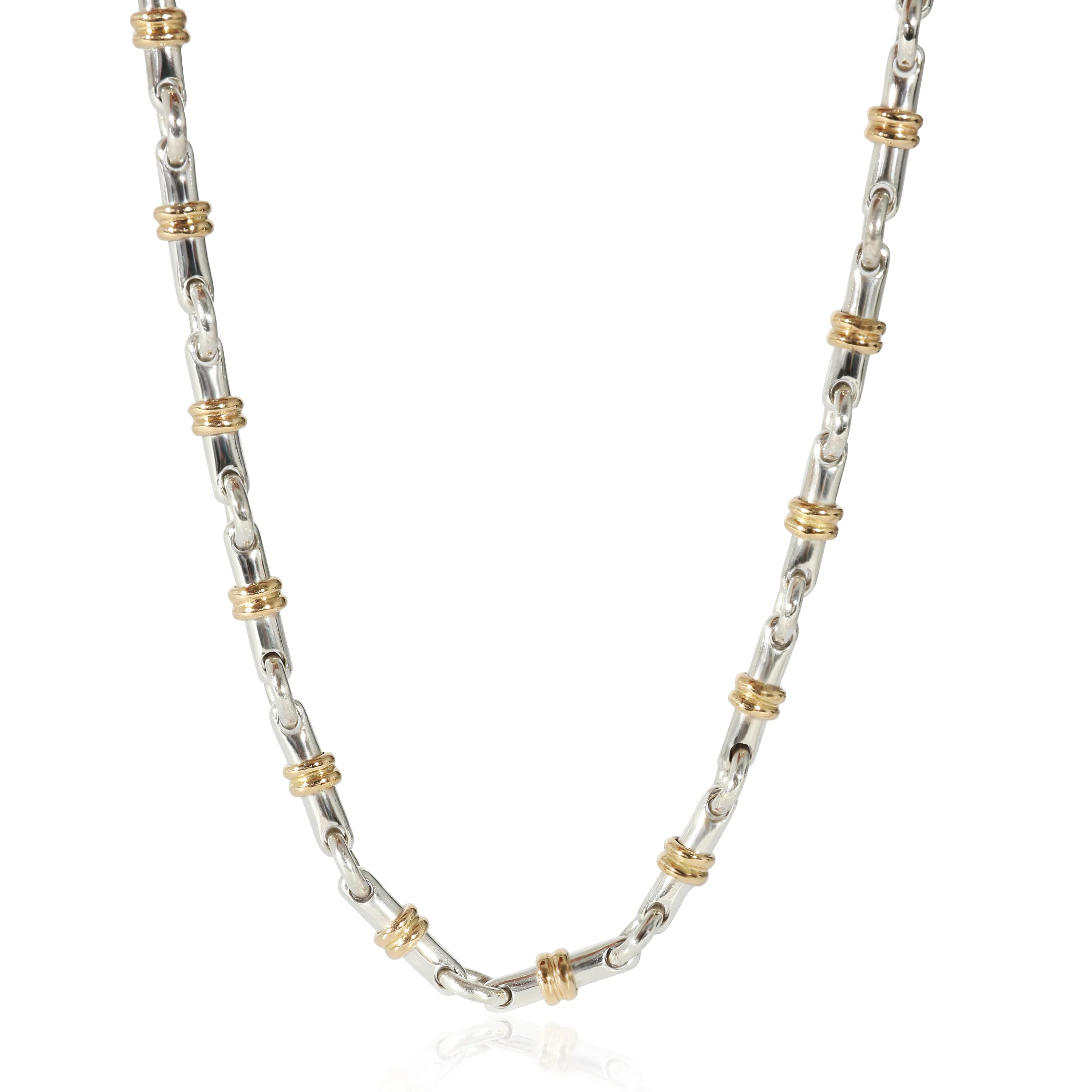 Tiffany & Co. Vintage Bar Link Chain Necklace in Yellow Gold/Sterling Silver