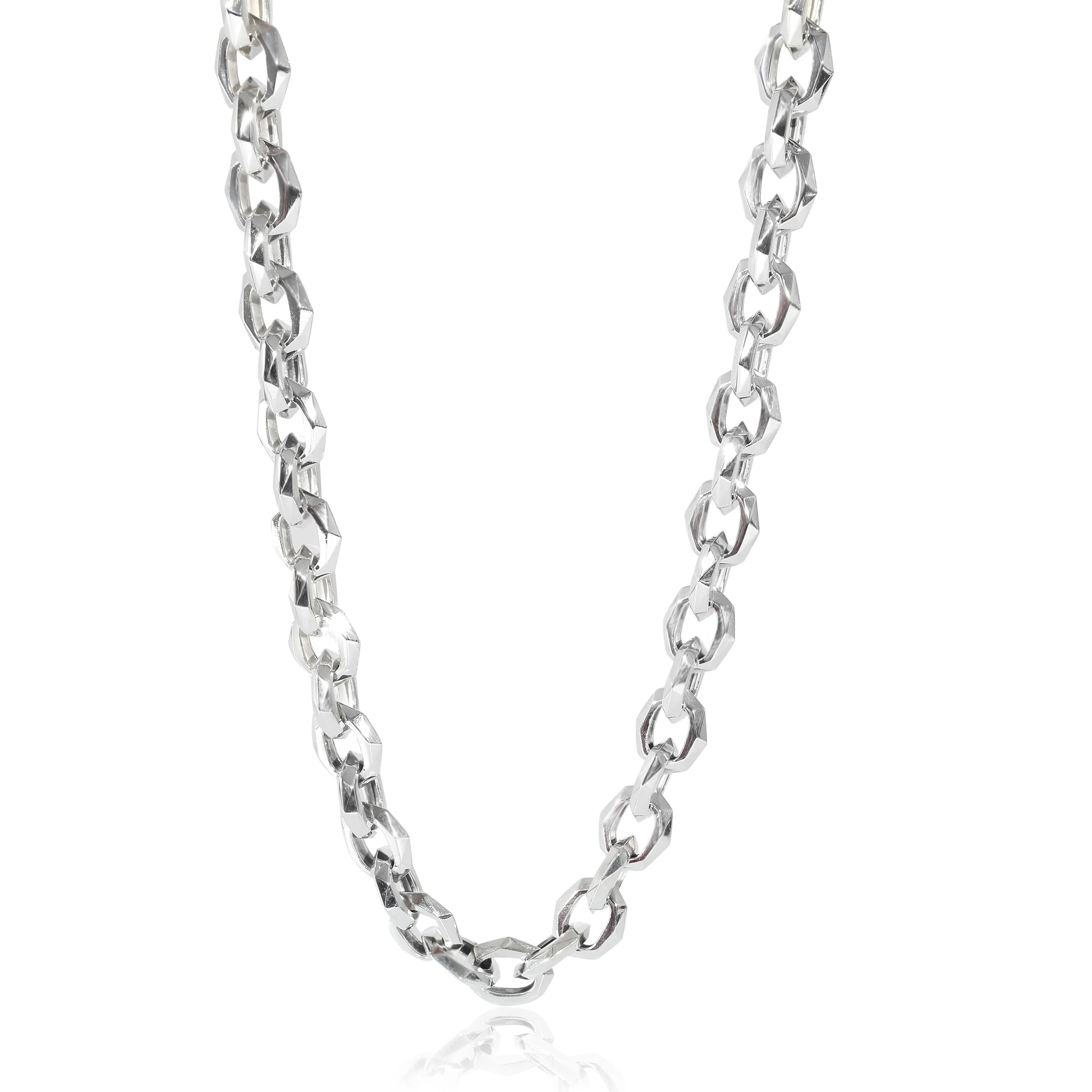 David Yurman Torqued Faceted Chain Link Necklace in Sterling Silver