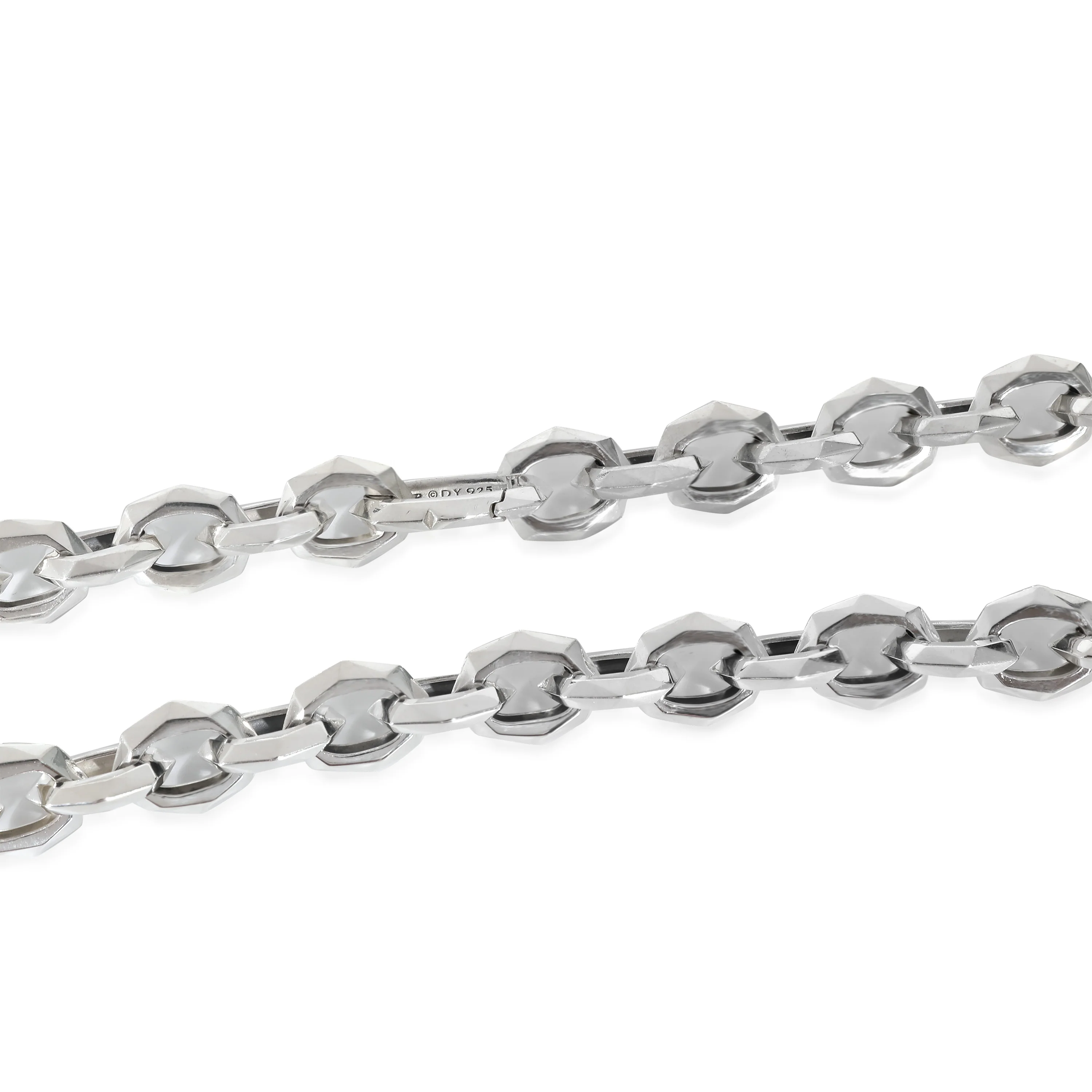 David Yurman Torqued Faceted Chain Link Necklace in Sterling Silver - Image 3