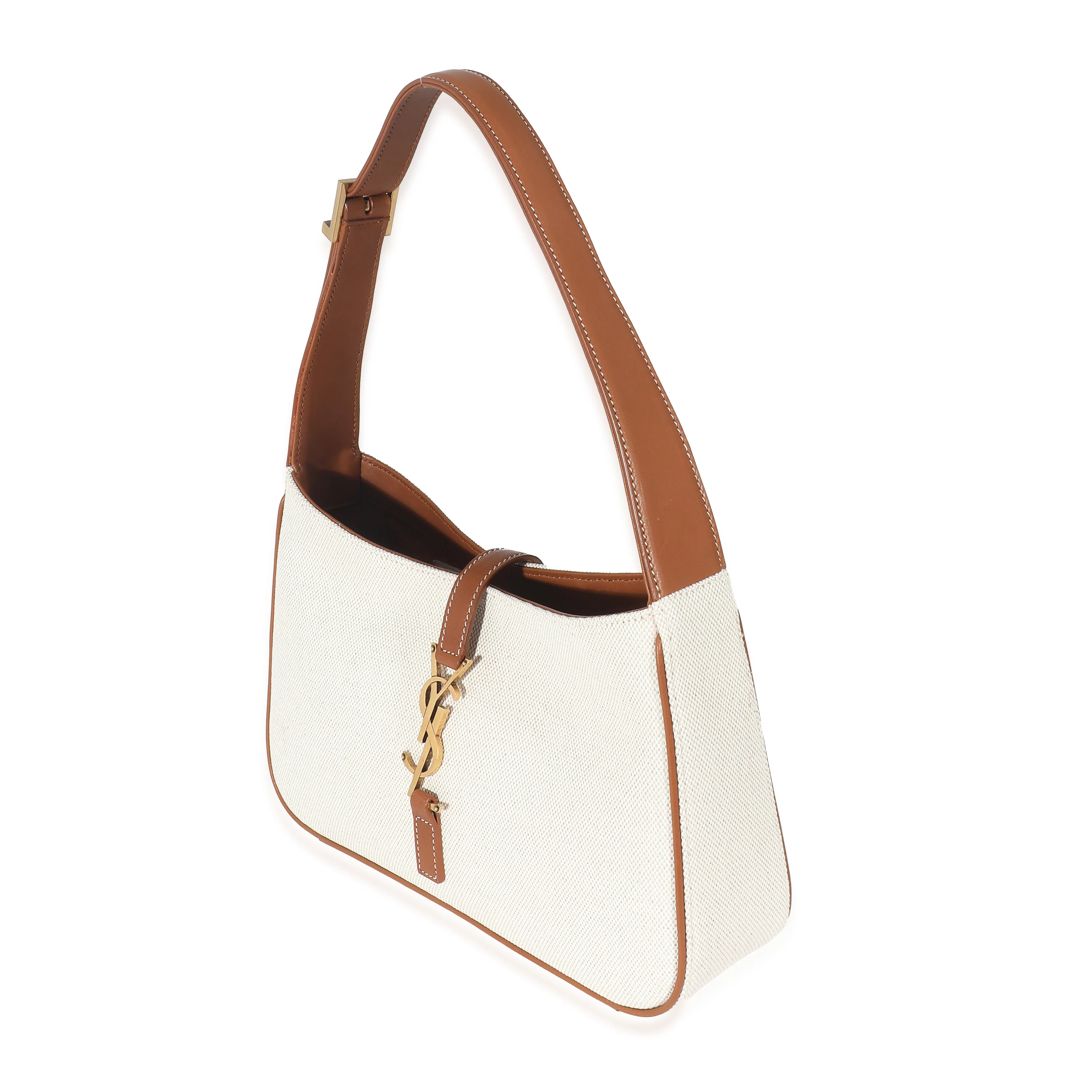 Saint Laurent Beige Canvas Le 5 à 7 Hobo - Image 2