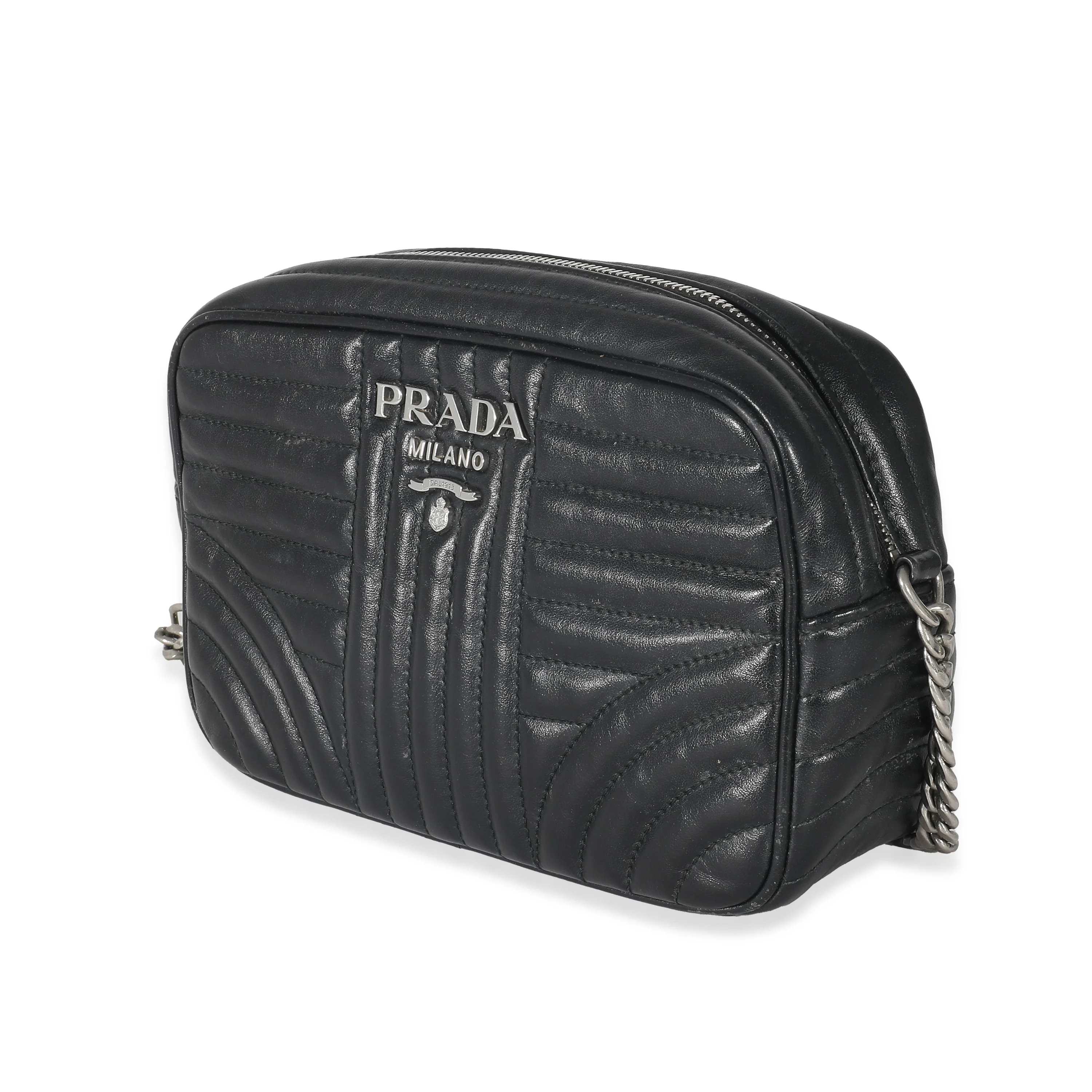 Prada Nero Soft Calfskin Impunture Diagramme Crossbody Bag - Image 2